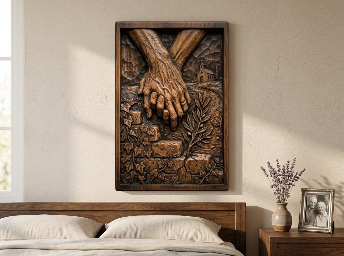 Elderly Hands Holding Church Faith CNC Relief STL bas-relief STL — view 13