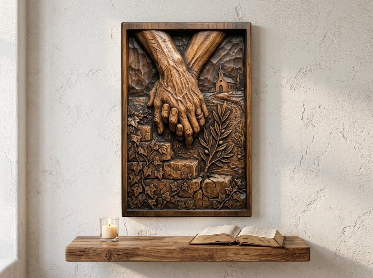 Elderly Hands Holding Church Faith CNC Relief STL bas-relief STL — view 14