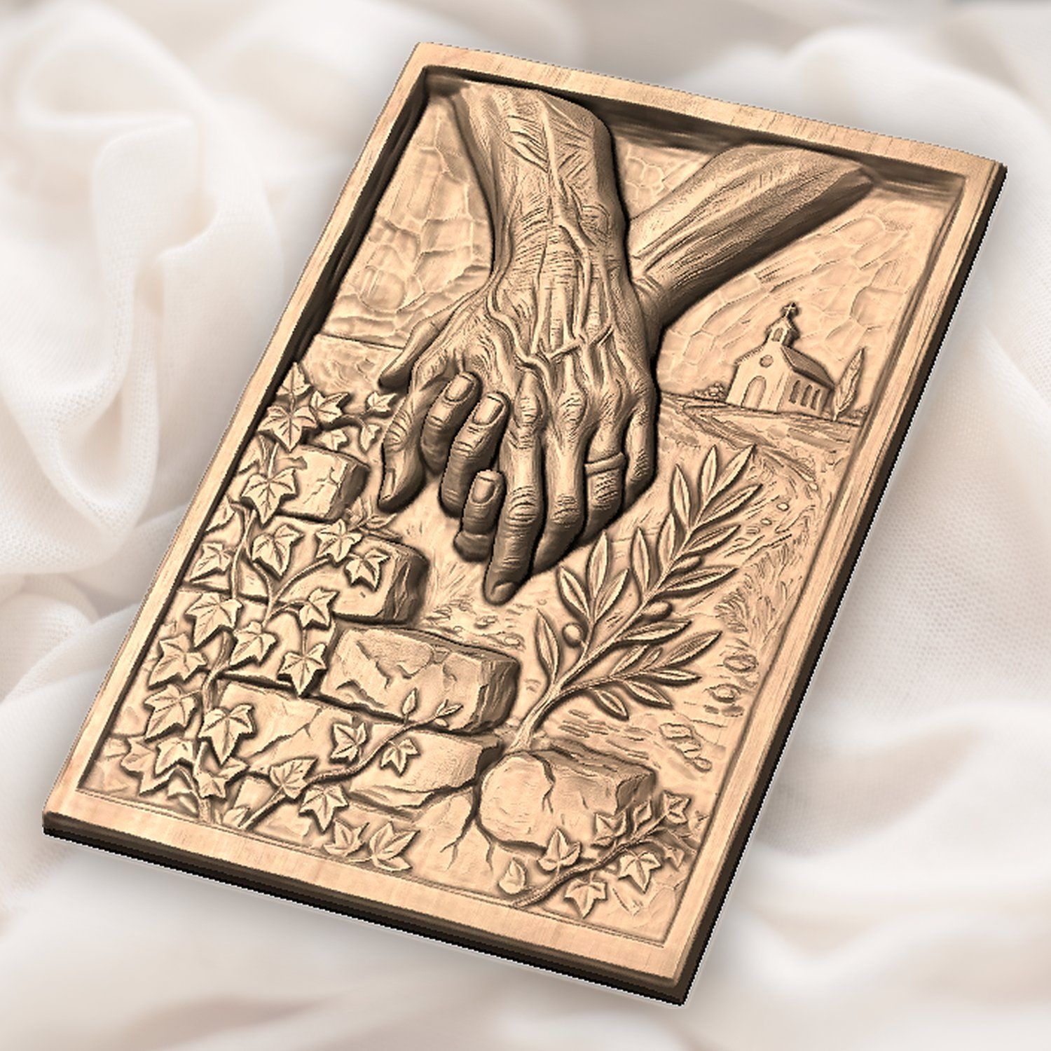 Elderly Hands Holding Church Faith CNC Relief STL bas-relief STL — view 6