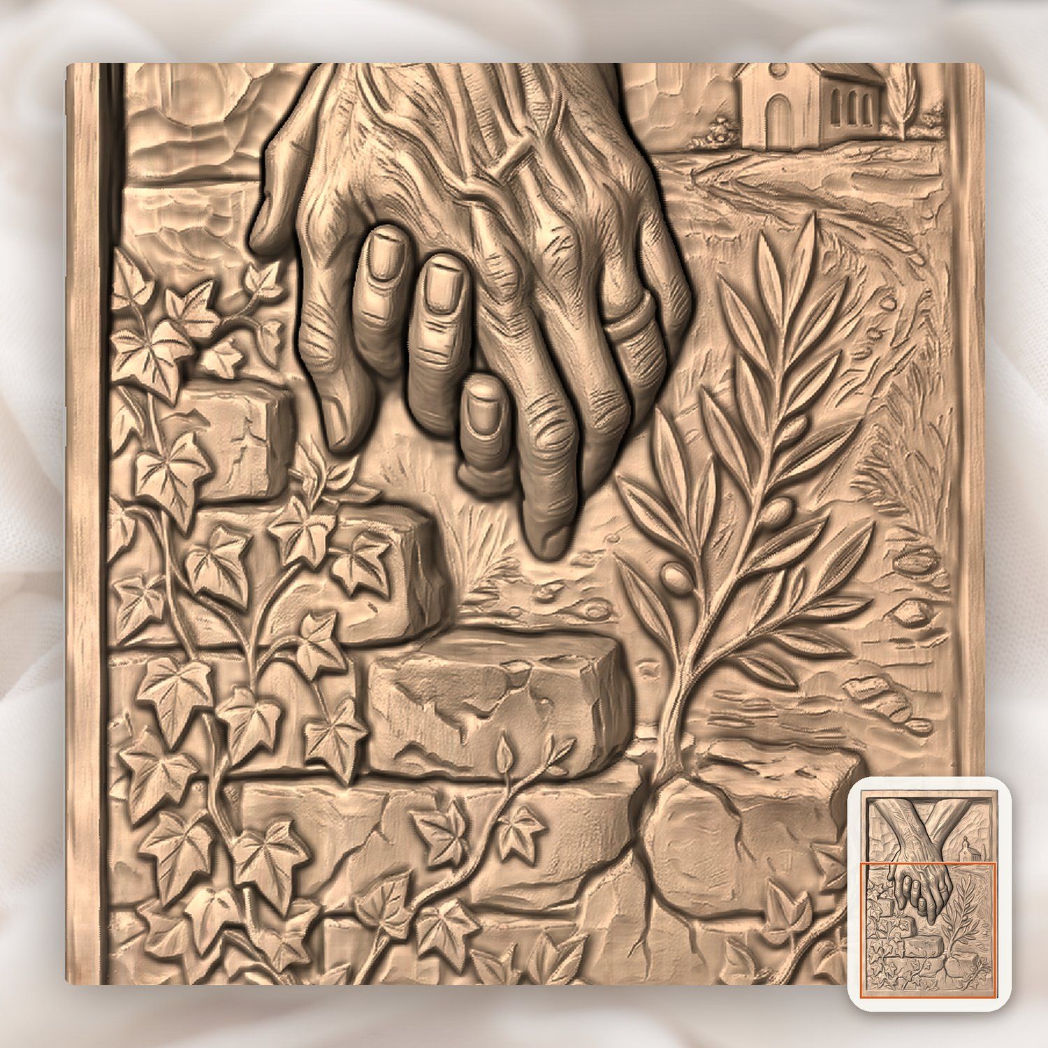 Elderly Hands Holding Church Faith CNC Relief STL bas-relief STL — view 8