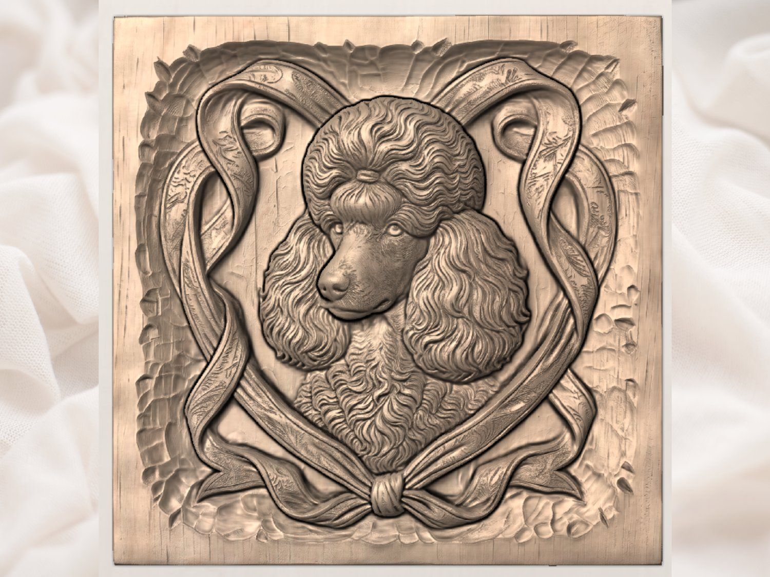 Elegant Poodle Portrait Decorative Panel CNC Relief STL bas-relief STL — view 2
