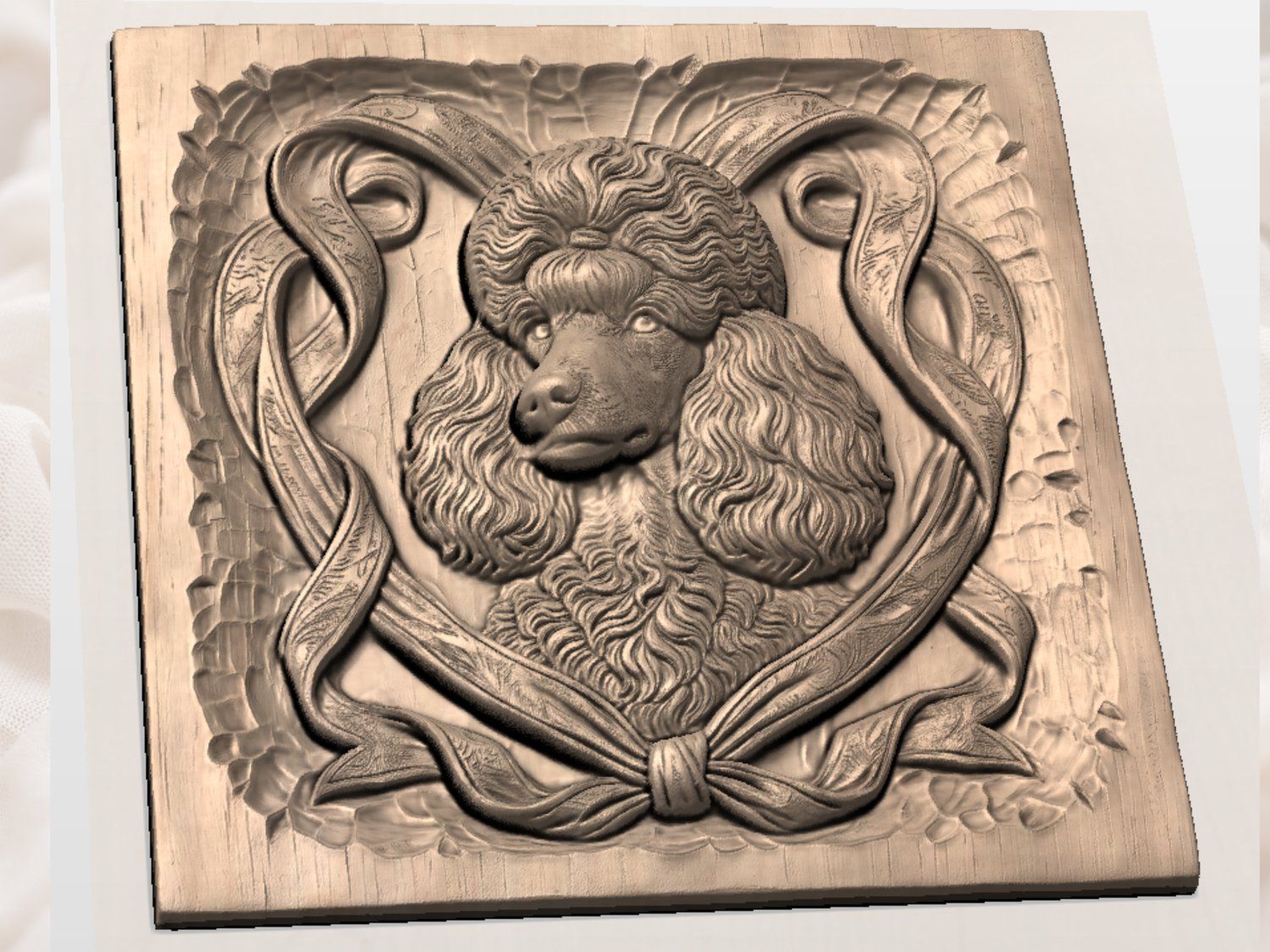 Elegant Poodle Portrait Decorative Panel CNC Relief STL bas-relief STL — view 3
