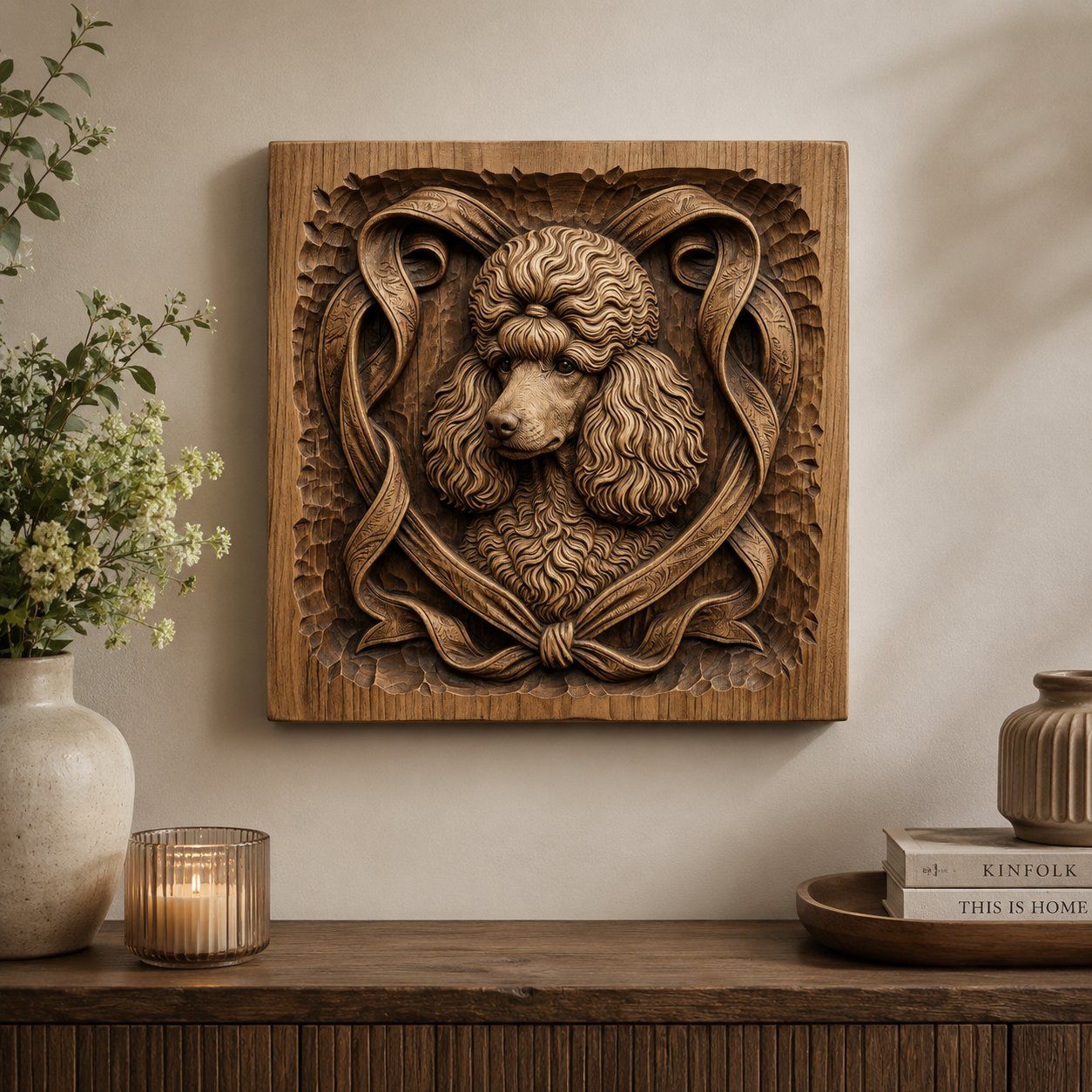 Elegant Poodle Portrait Decorative Panel CNC Relief STL bas-relief STL — view 4