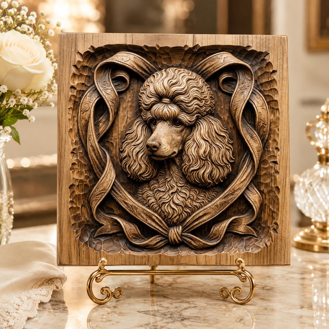 Elegant Poodle Portrait Decorative Panel CNC Relief STL bas-relief STL — view 5