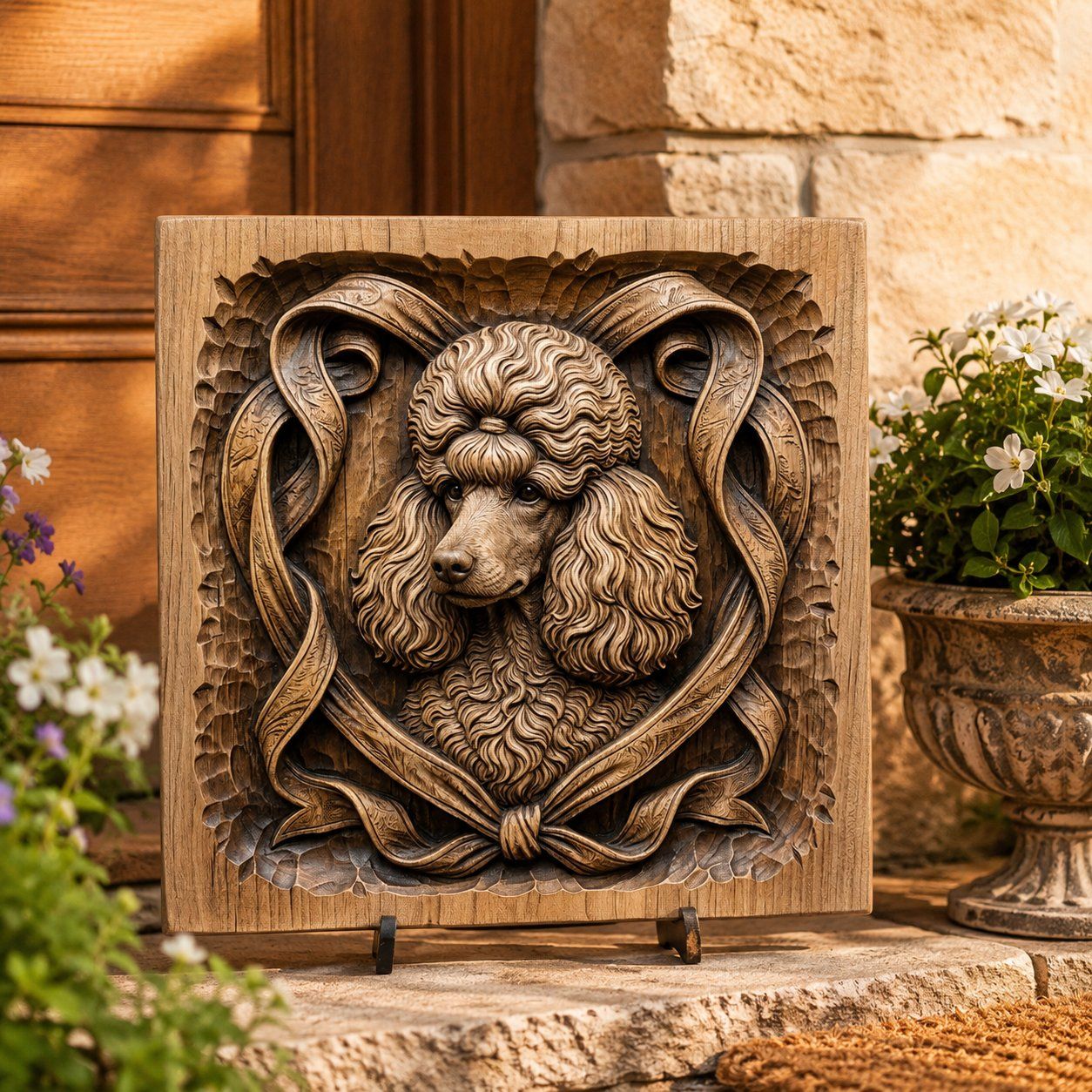 Elegant Poodle Portrait Decorative Panel CNC Relief STL bas-relief STL — view 6