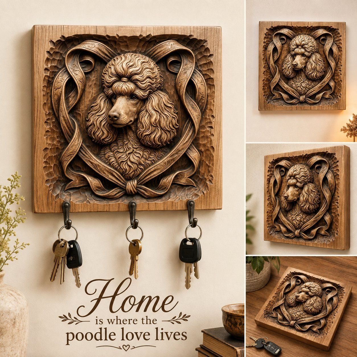 Elegant Poodle Portrait Decorative Panel CNC Relief STL bas-relief STL — view 8