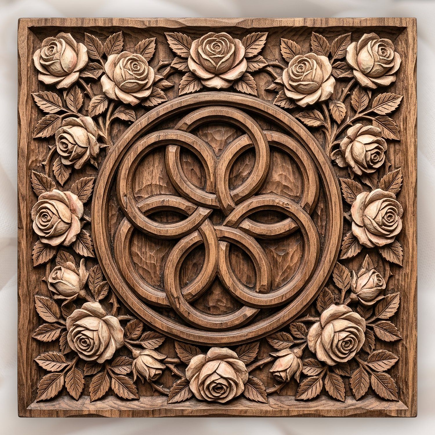 Elegant Rose Garland Interlocking Infinity Ring CNC Relief STL bas-relief STL design