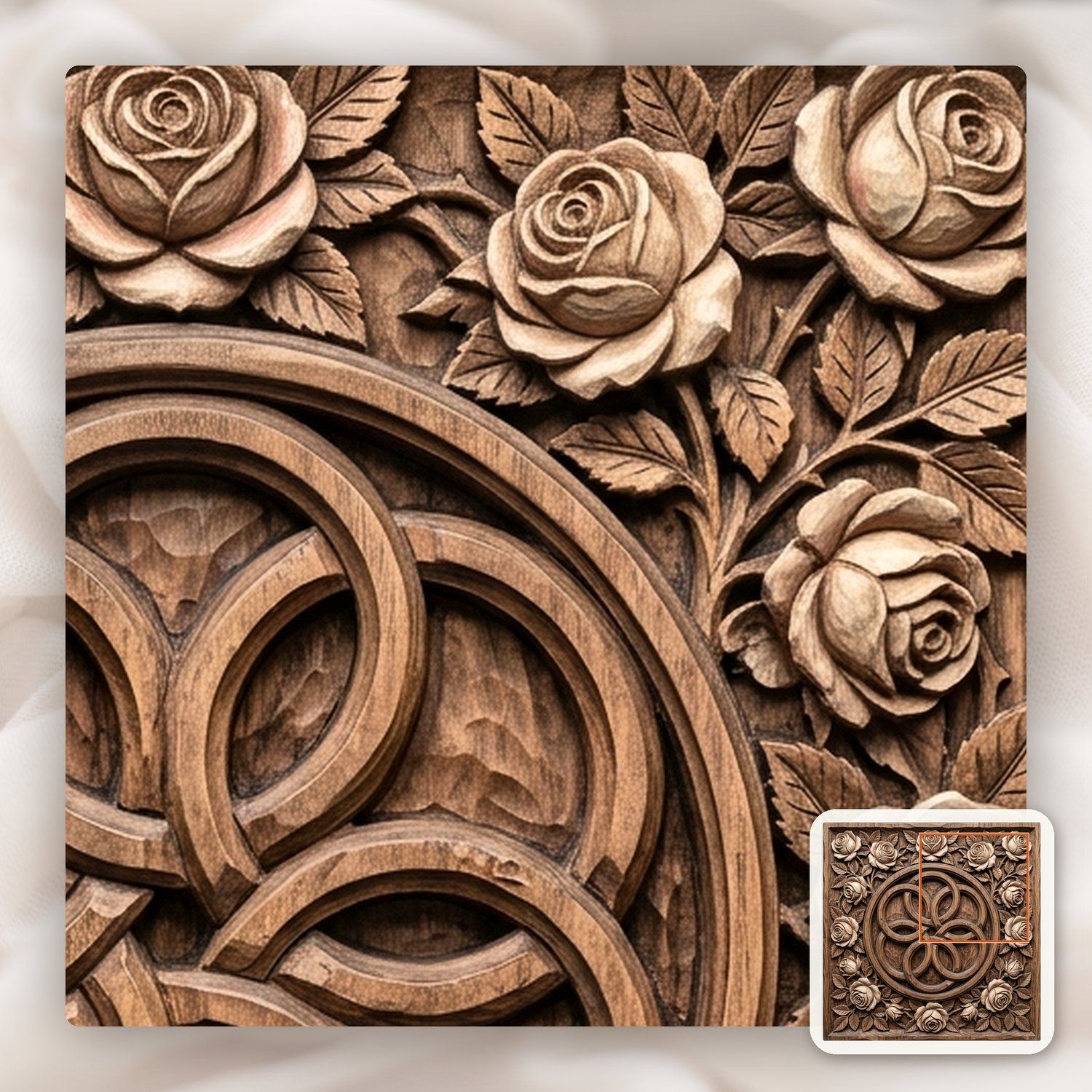 Elegant Rose Garland Interlocking Infinity Ring CNC Relief STL bas-relief STL — view 12