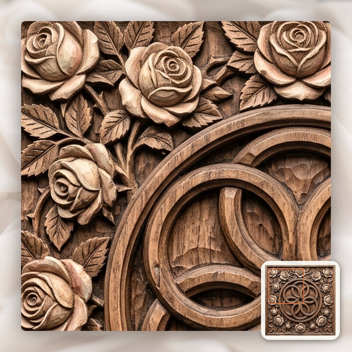 Elegant Rose Garland Interlocking Infinity Ring CNC Relief STL bas-relief STL — view 13