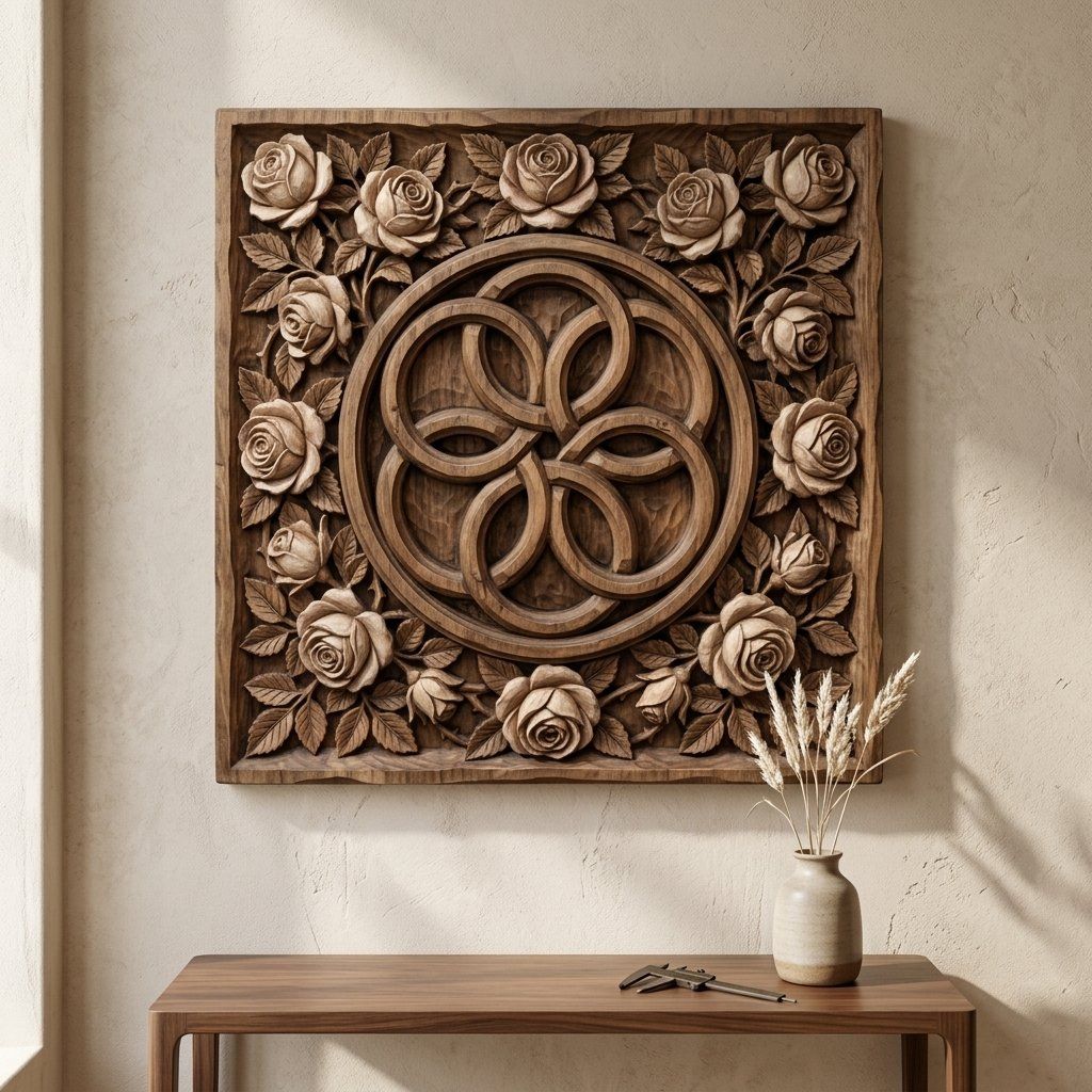 Elegant Rose Garland Interlocking Infinity Ring CNC Relief STL bas-relief STL — view 14
