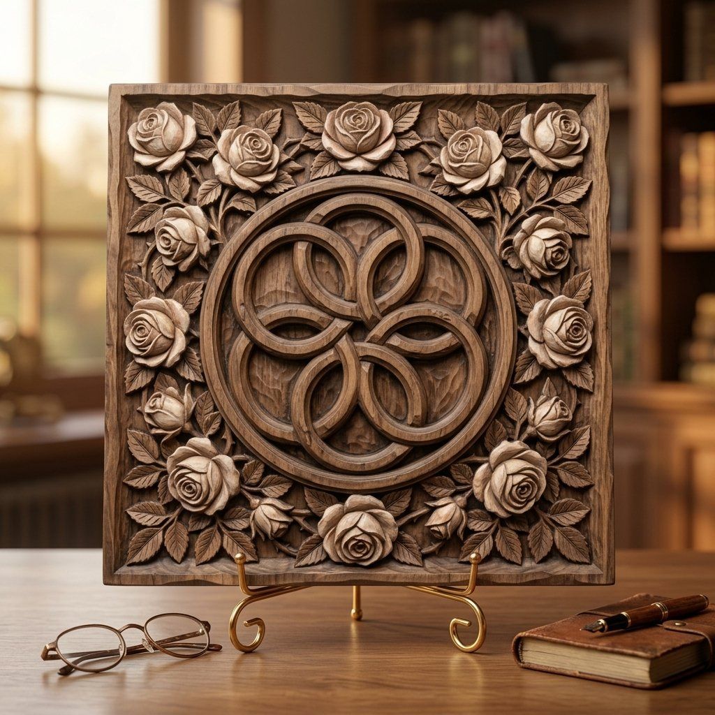 Elegant Rose Garland Interlocking Infinity Ring CNC Relief STL bas-relief STL — view 15