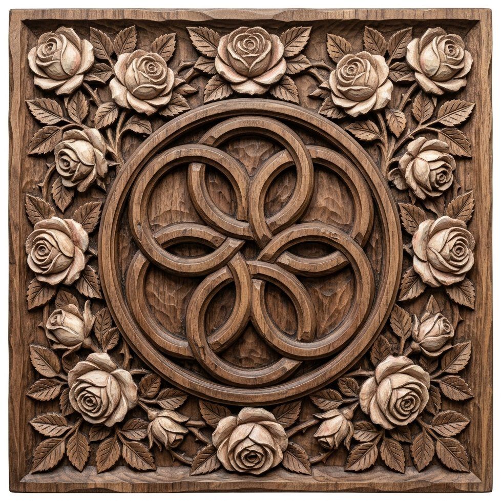 Elegant Rose Garland Interlocking Infinity Ring CNC Relief STL bas-relief STL — view 11