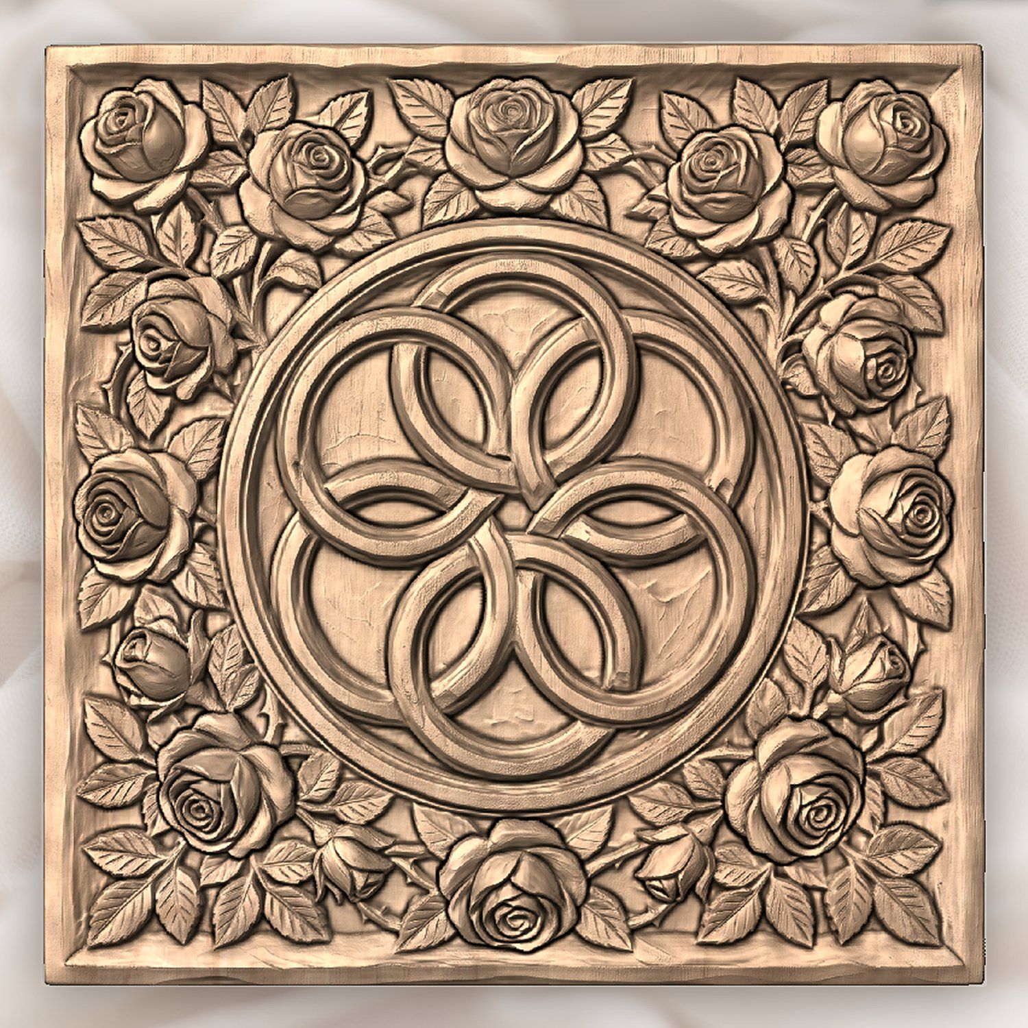 Elegant Rose Garland Interlocking Infinity Ring CNC Relief STL bas-relief STL — view 4