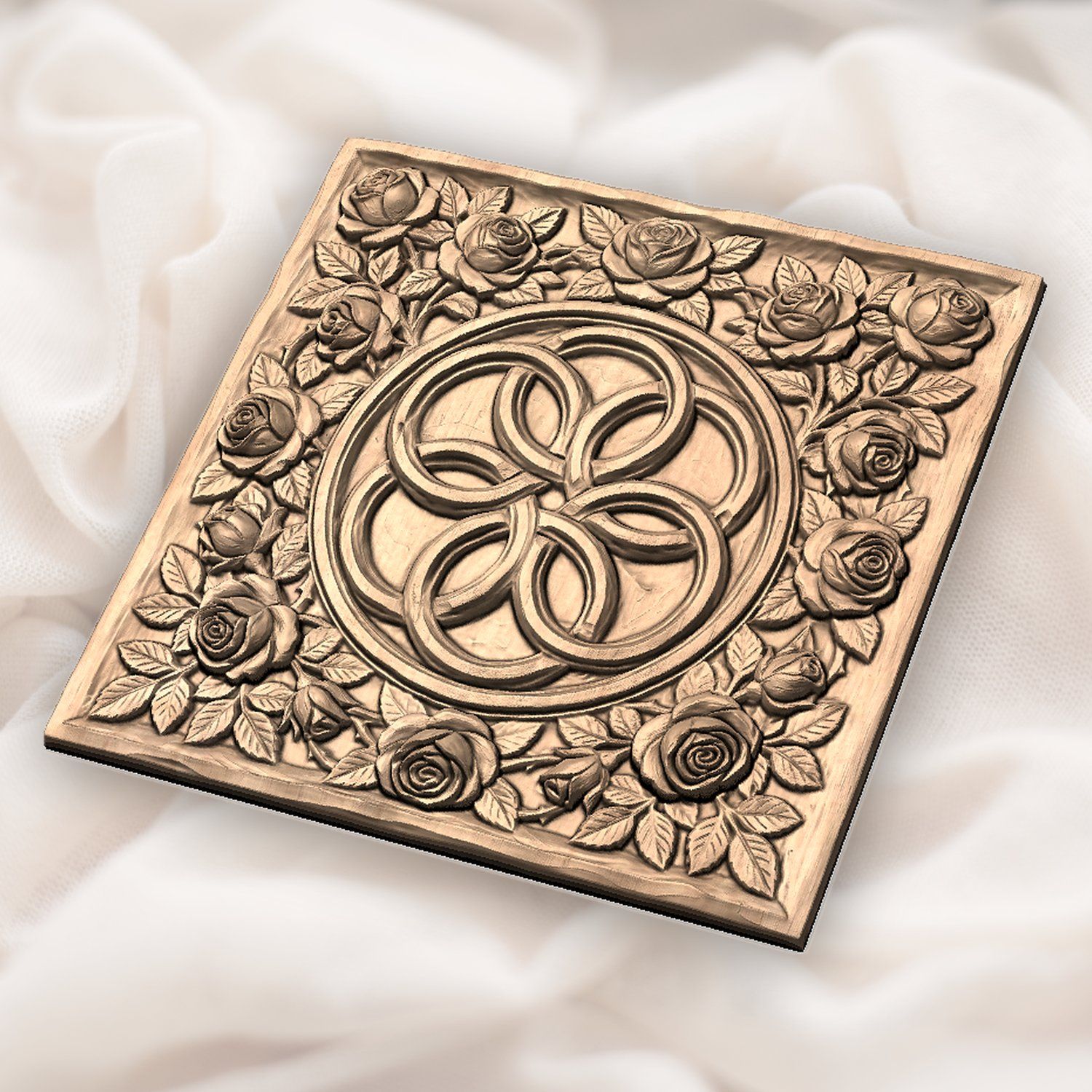 Elegant Rose Garland Interlocking Infinity Ring CNC Relief STL bas-relief STL — view 5