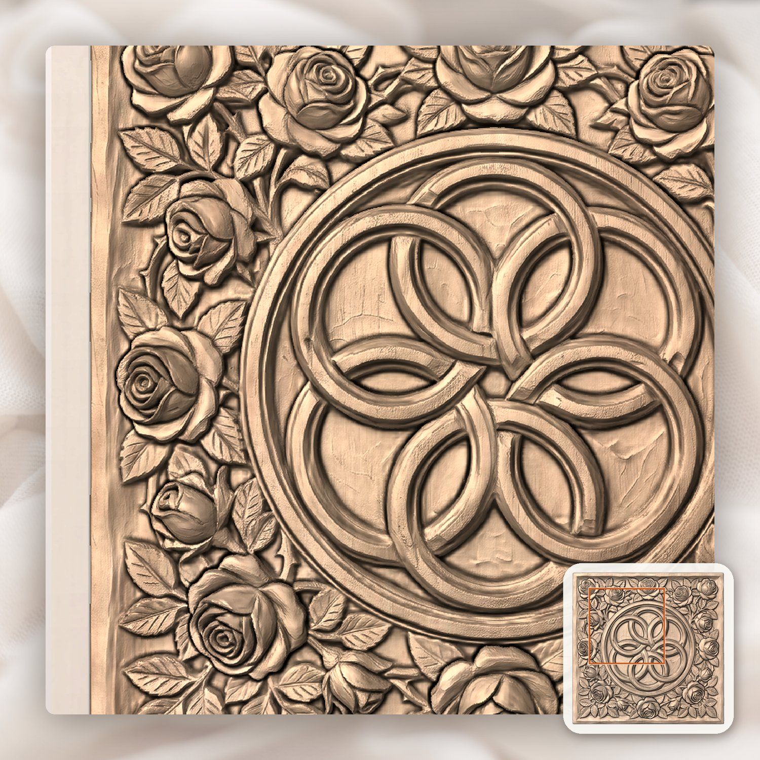 Elegant Rose Garland Interlocking Infinity Ring CNC Relief STL bas-relief STL — view 6