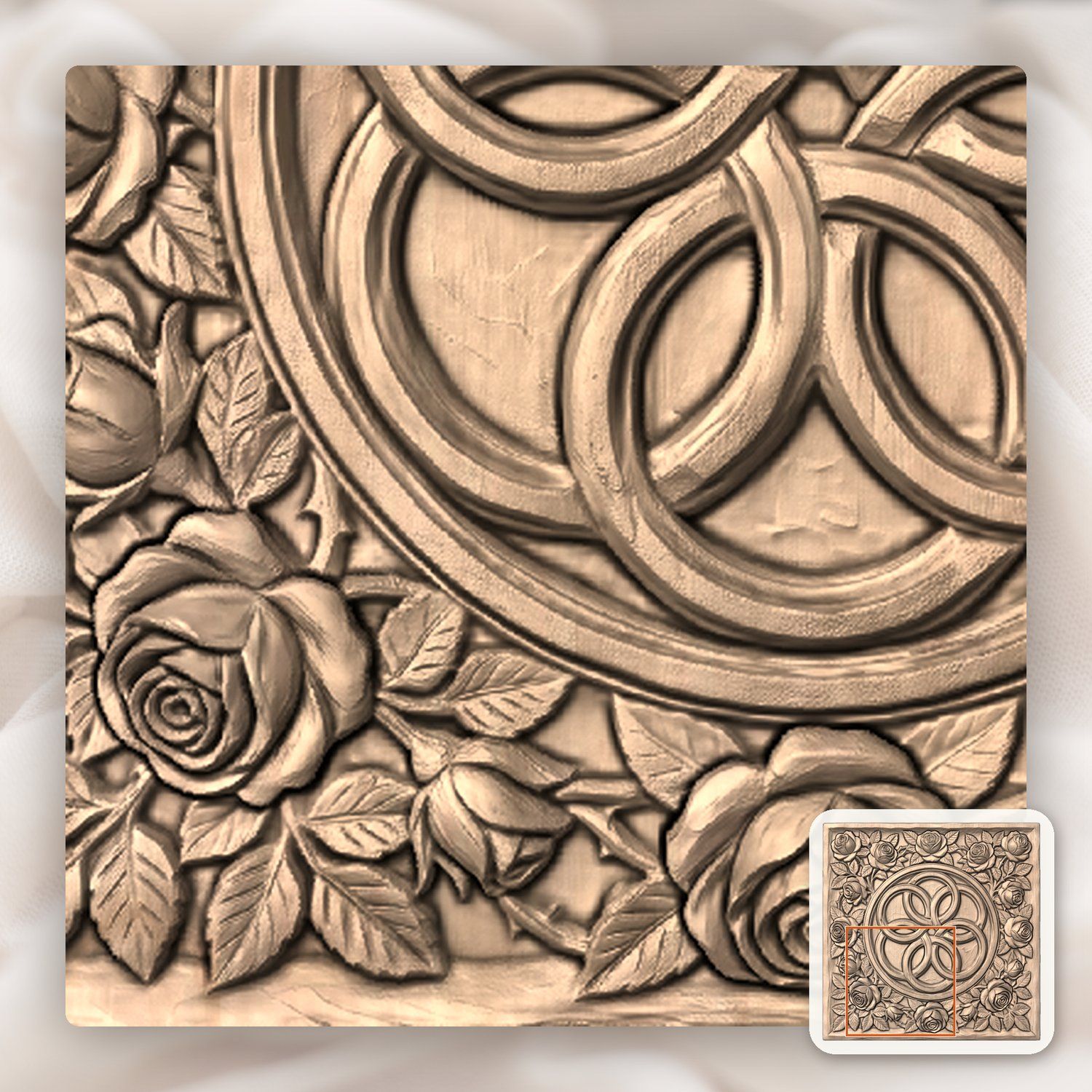 Elegant Rose Garland Interlocking Infinity Ring CNC Relief STL bas-relief STL — view 8