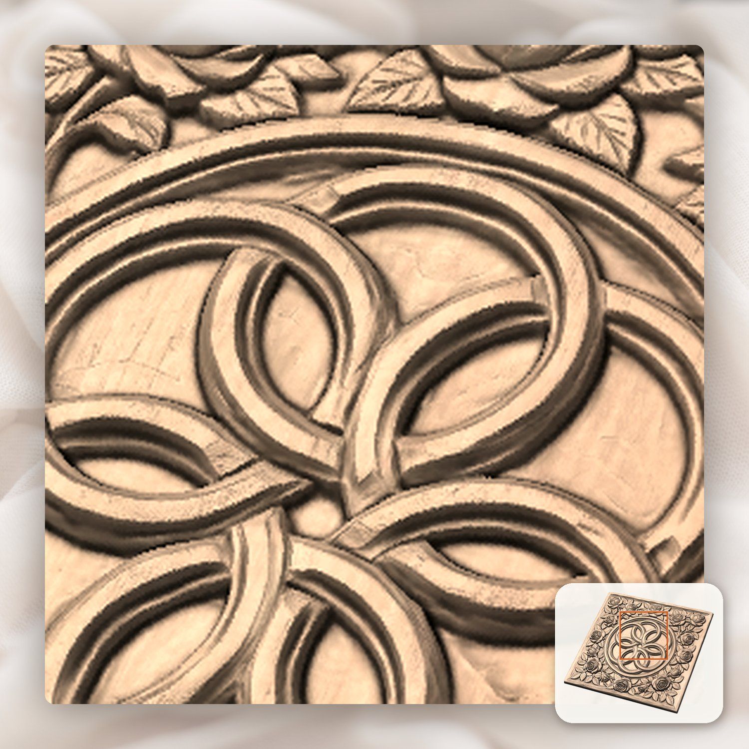 Elegant Rose Garland Interlocking Infinity Ring CNC Relief STL bas-relief STL — view 9
