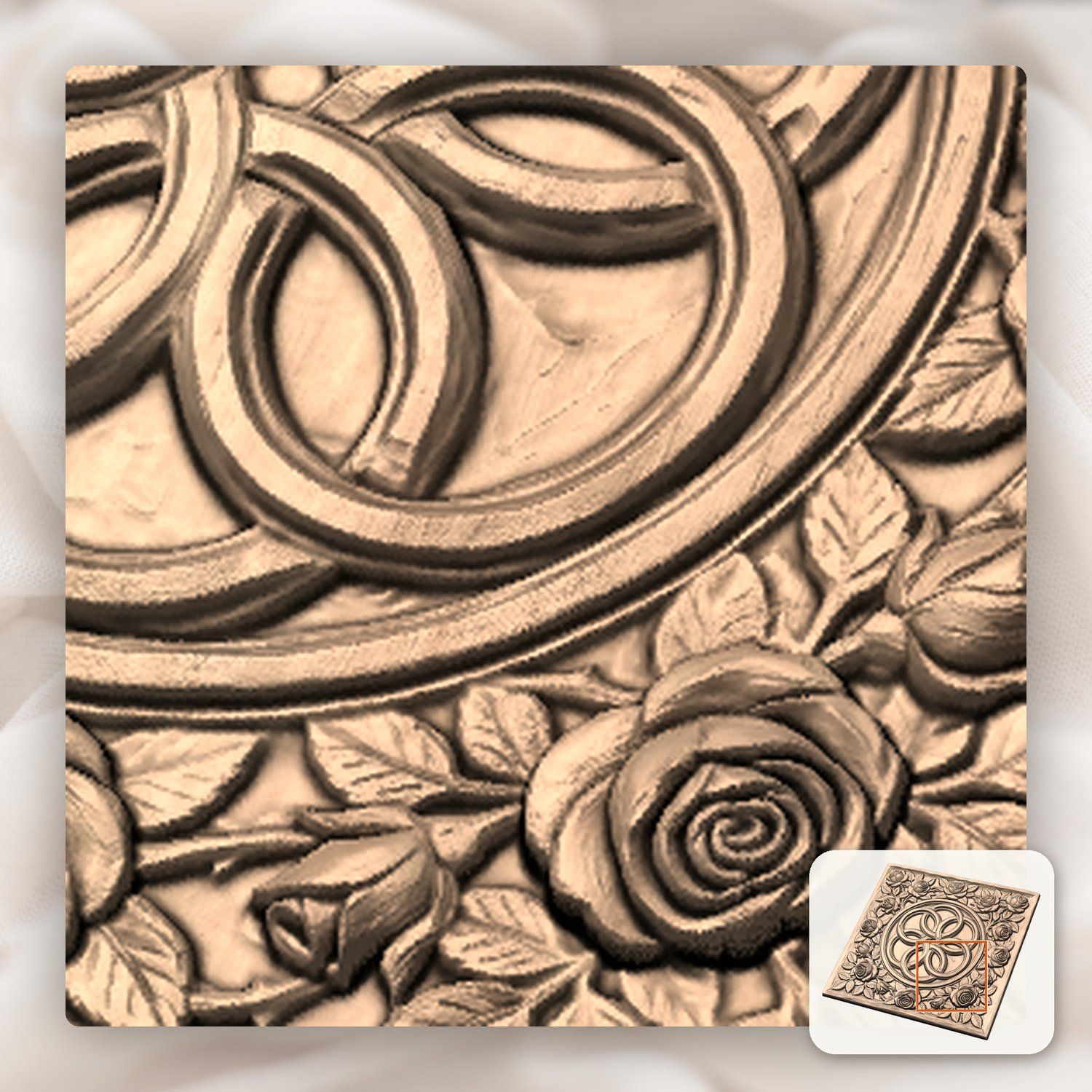 Elegant Rose Garland Interlocking Infinity Ring CNC Relief STL bas-relief STL — view 10