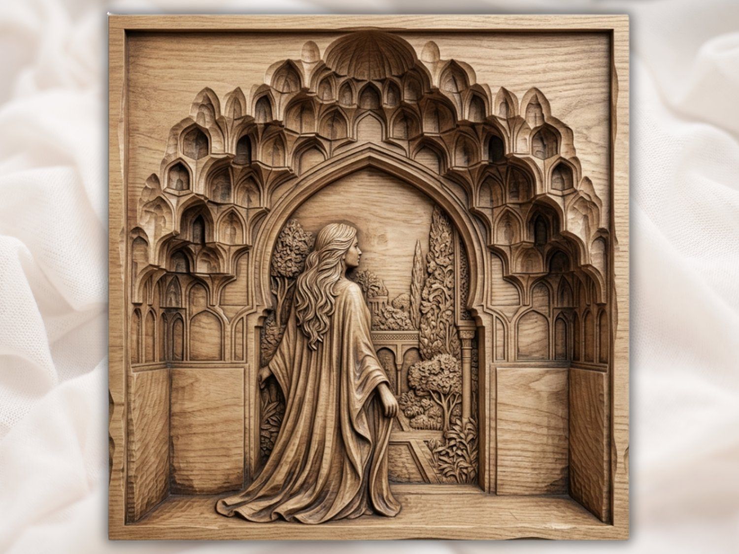 Elegant Woman Garden Archway CNC Relief STL bas-relief STL — view 2