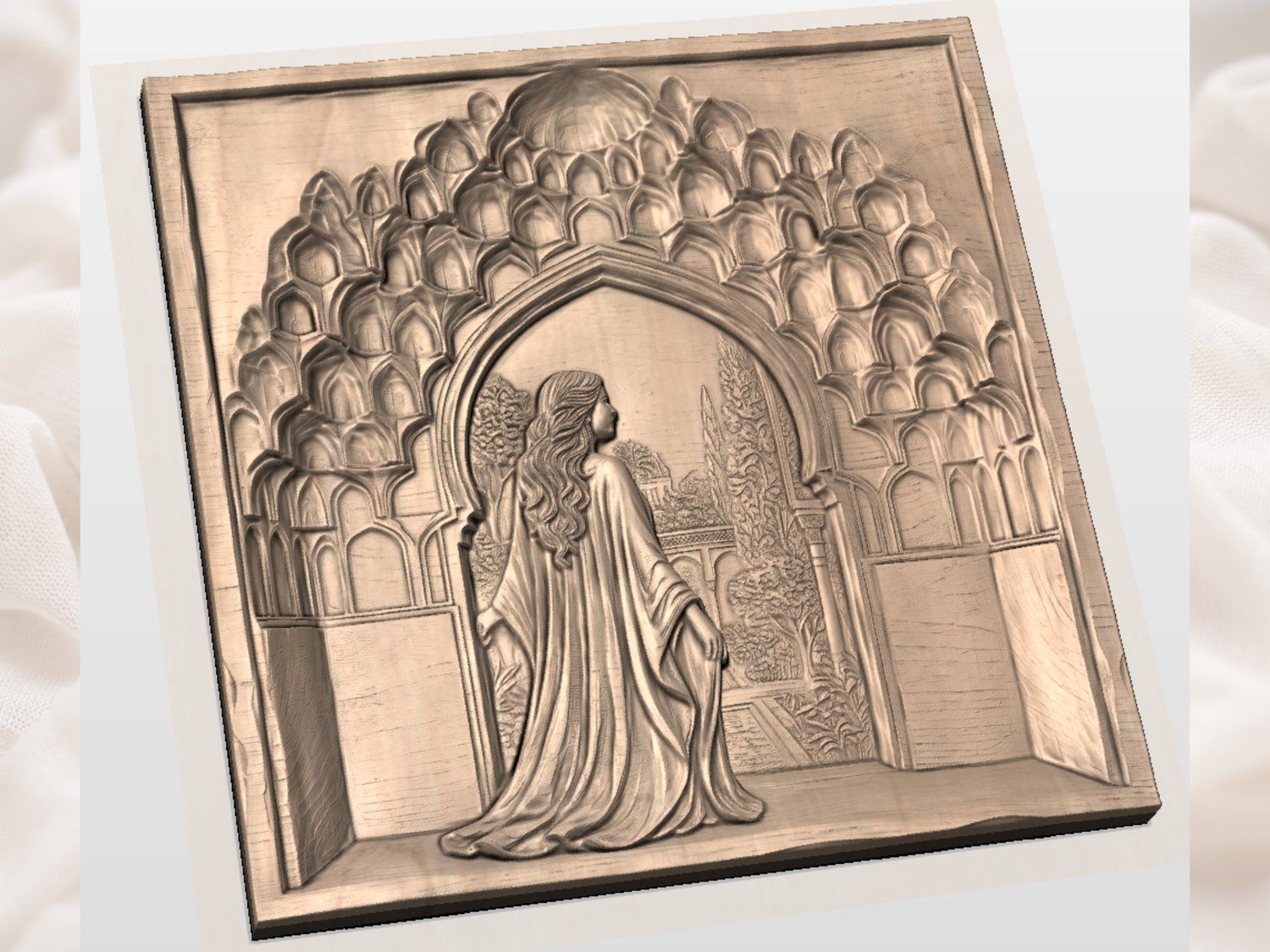 Elegant Woman Garden Archway CNC Relief STL bas-relief STL — view 4