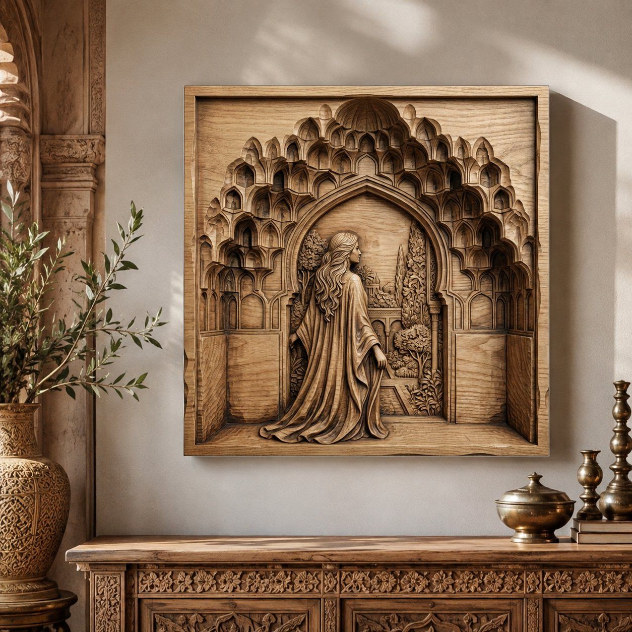 Elegant Woman Garden Archway CNC Relief STL bas-relief STL — view 5