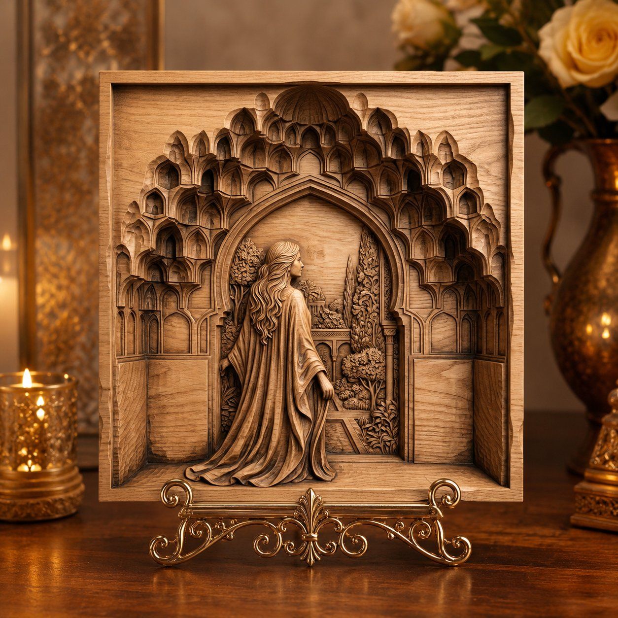 Elegant Woman Garden Archway CNC Relief STL bas-relief STL — view 6