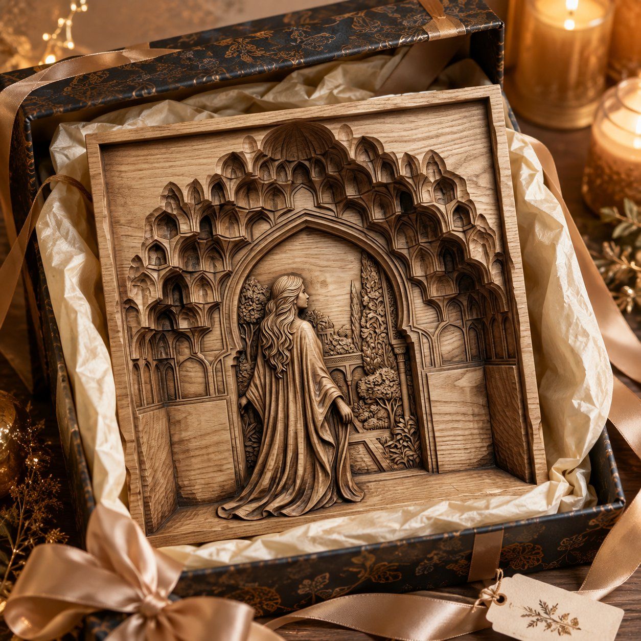 Elegant Woman Garden Archway CNC Relief STL bas-relief STL — view 8