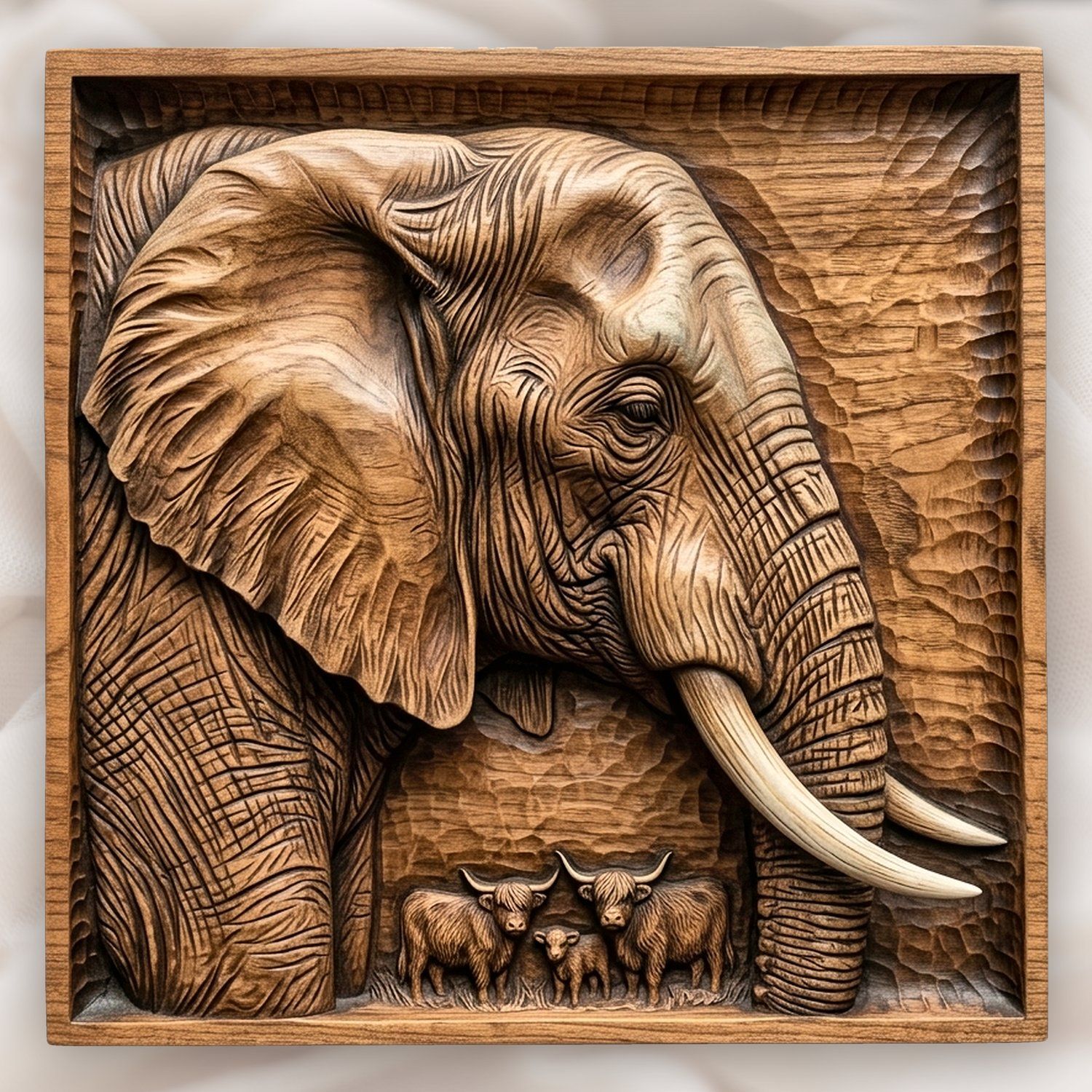 Elephant Highland Cow CNC Relief STL bas-relief STL design
