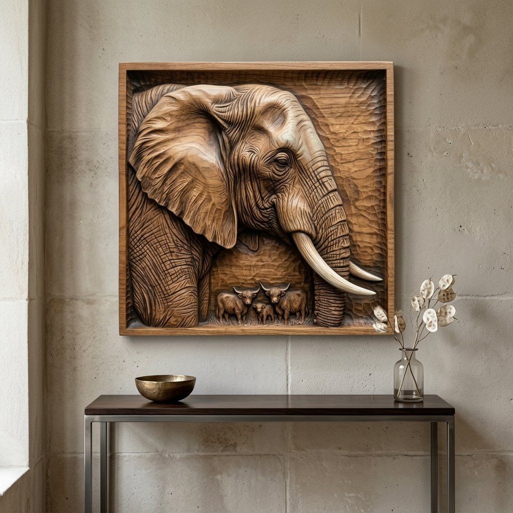 Elephant Highland Cow CNC Relief STL bas-relief STL — view 11