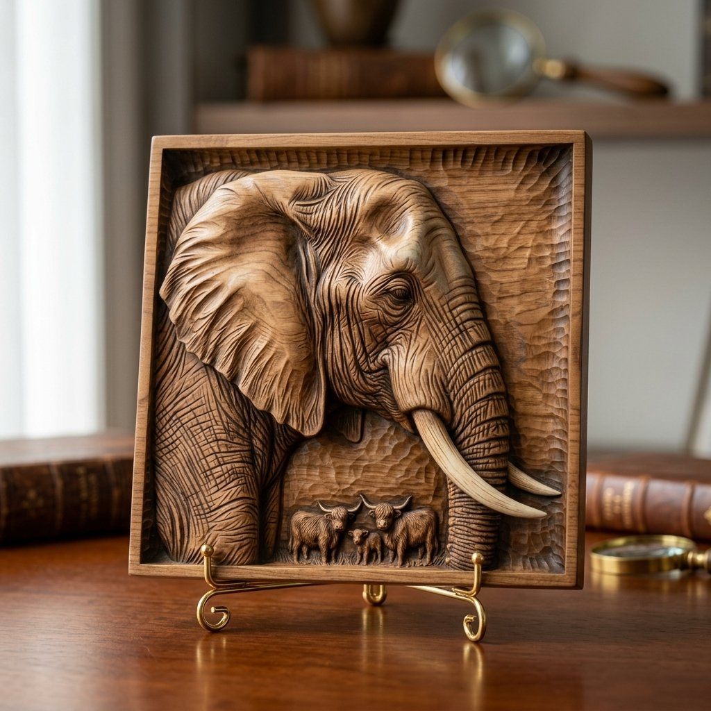 Elephant Highland Cow CNC Relief STL bas-relief STL — view 12