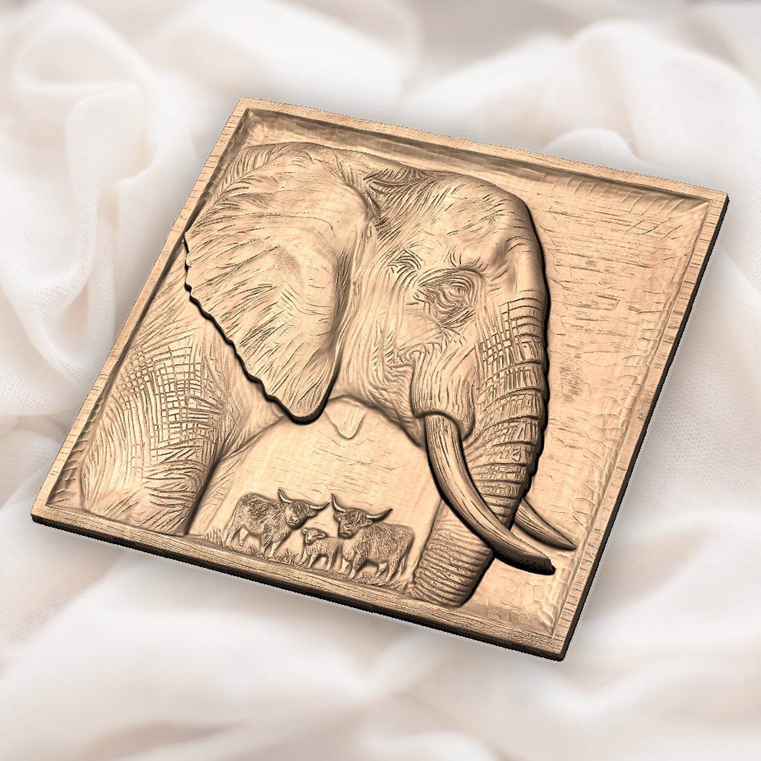 Elephant Highland Cow CNC Relief STL bas-relief STL — view 4