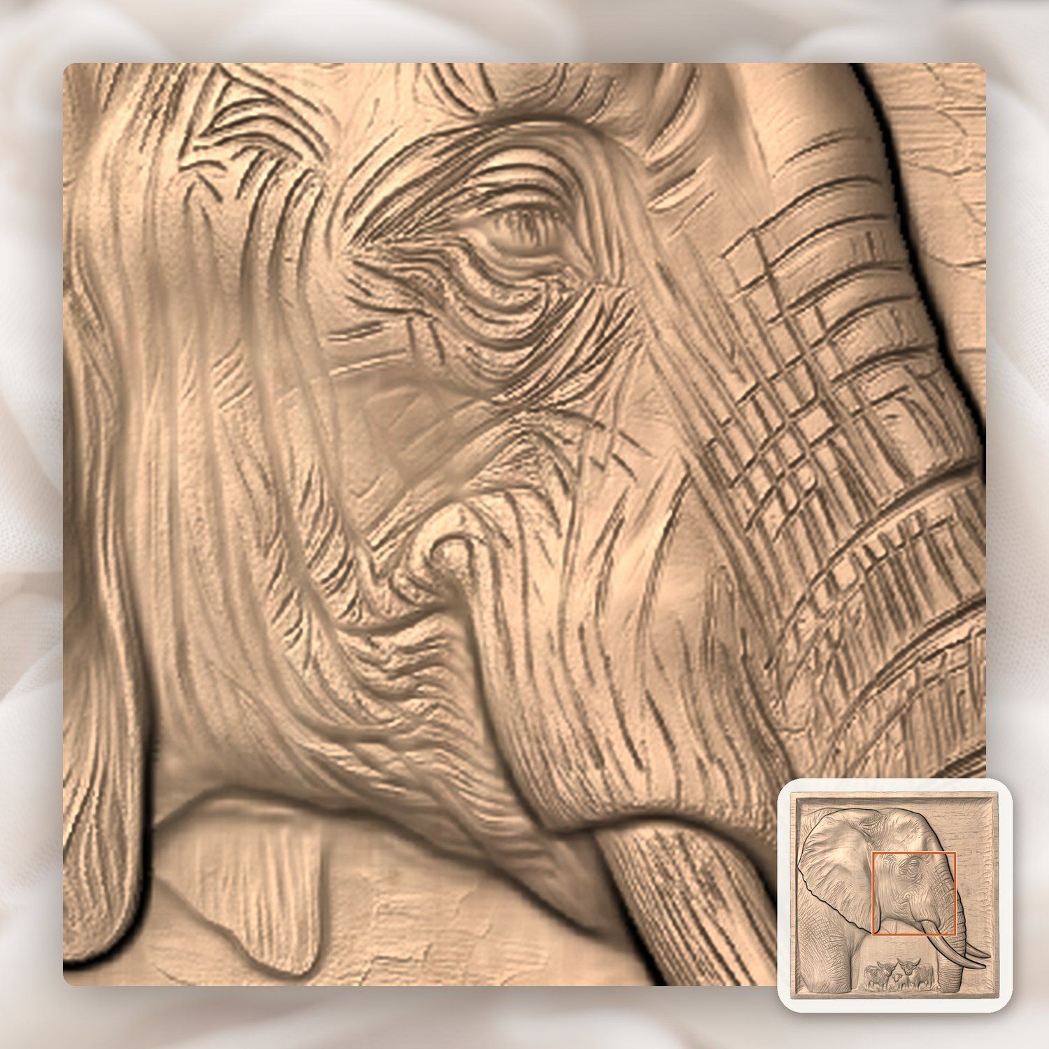 Elephant Highland Cow CNC Relief STL bas-relief STL — view 5