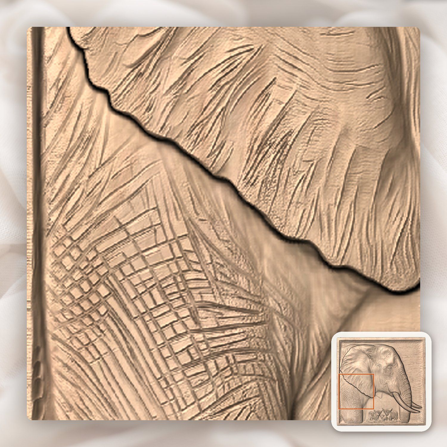 Elephant Highland Cow CNC Relief STL bas-relief STL — view 6