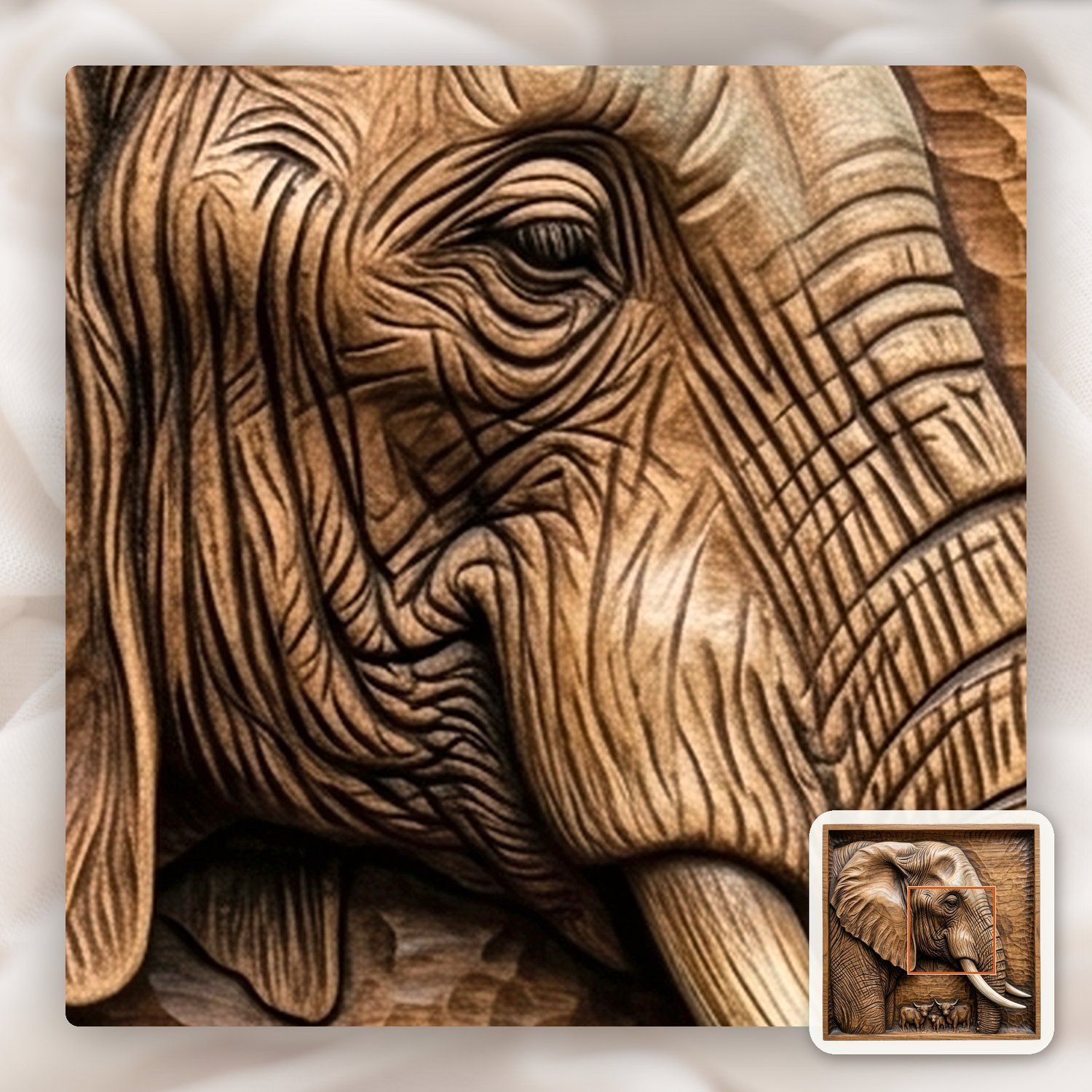 Elephant Highland Cow CNC Relief STL bas-relief STL — view 9