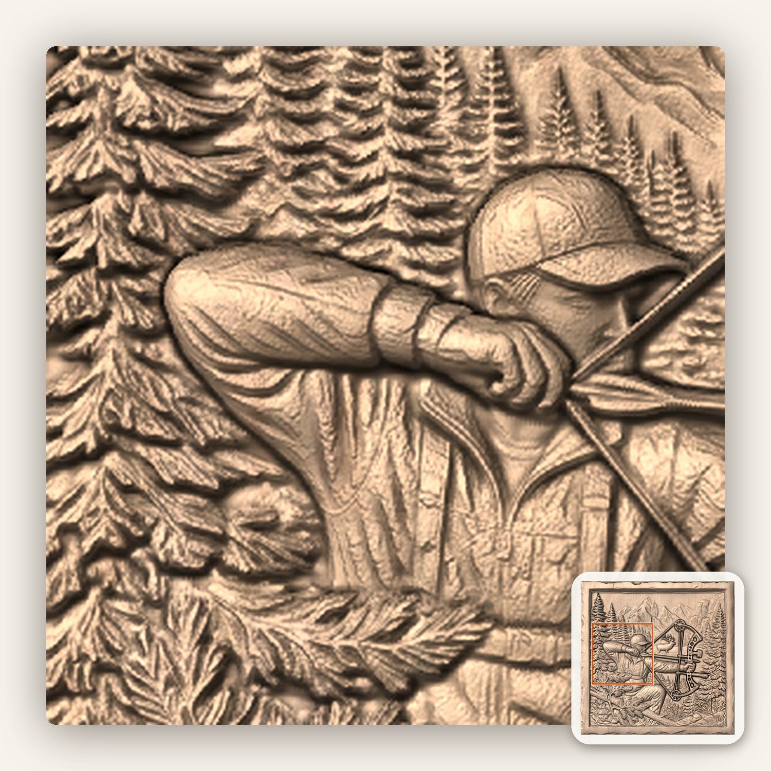 Elk Bow Hunter Mountain Wilderness Scene CNC Relief STL bas-relief STL — view 8
