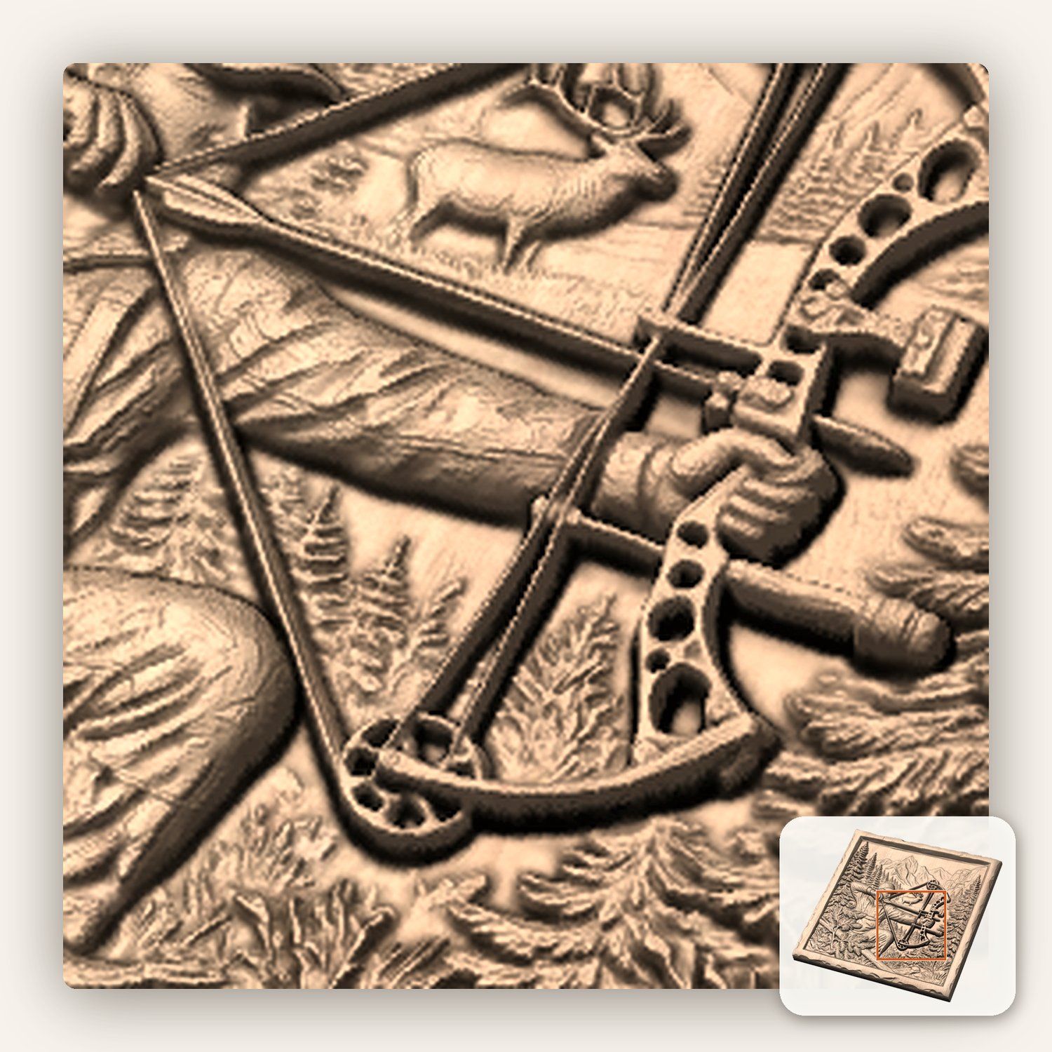 Elk Bow Hunter Mountain Wilderness Scene CNC Relief STL bas-relief STL — view 9