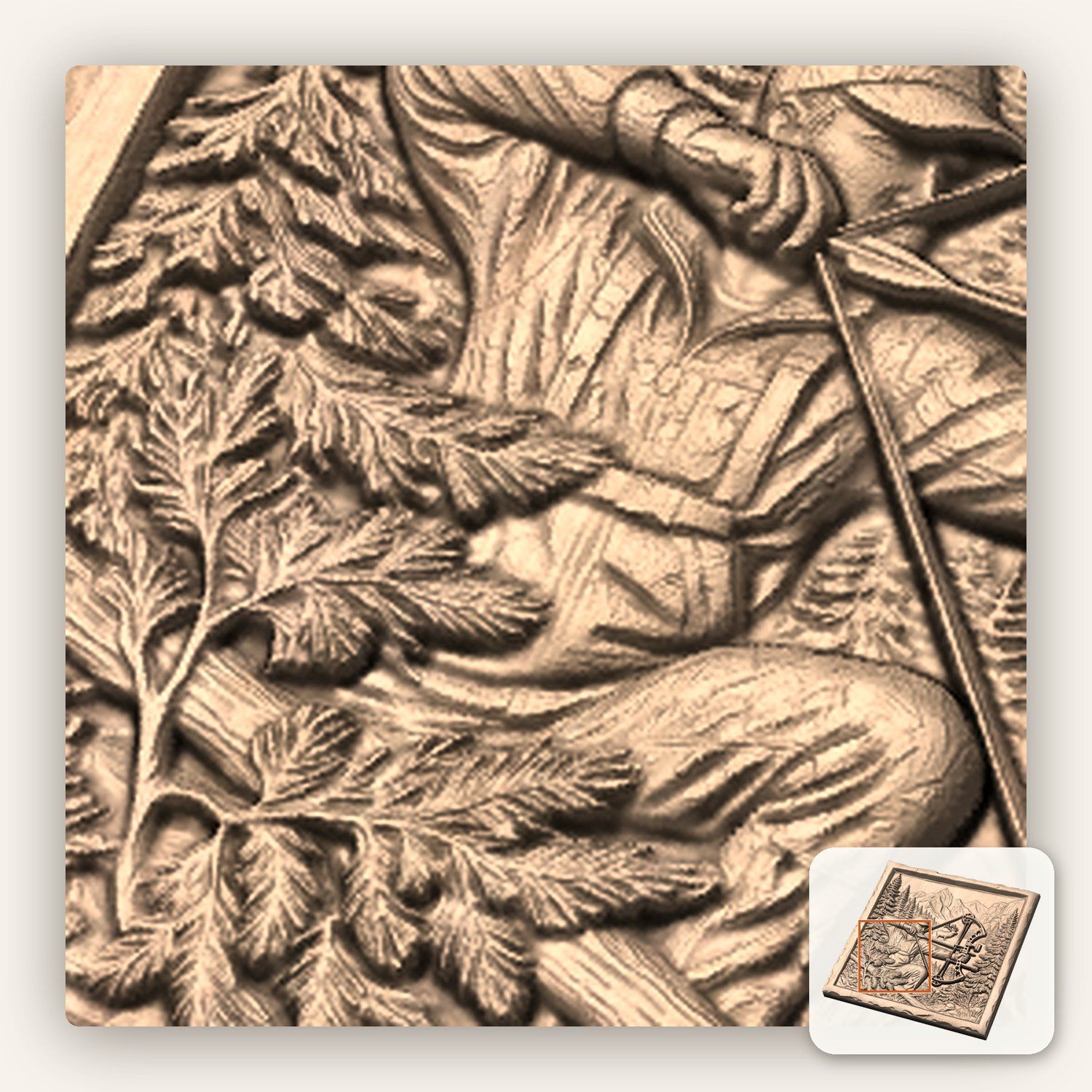 Elk Bow Hunter Mountain Wilderness Scene CNC Relief STL bas-relief STL — view 10