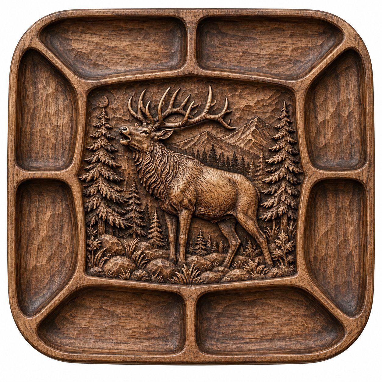 Elk Bugling Forest Relief CNC Platter Relief STL bas-relief STL — view 12