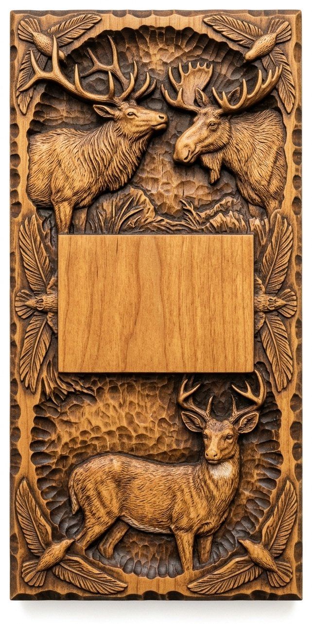 Doorbell plate Elk Moose Deer Wildlife CNC Relief STL bas-relief STL — view 14