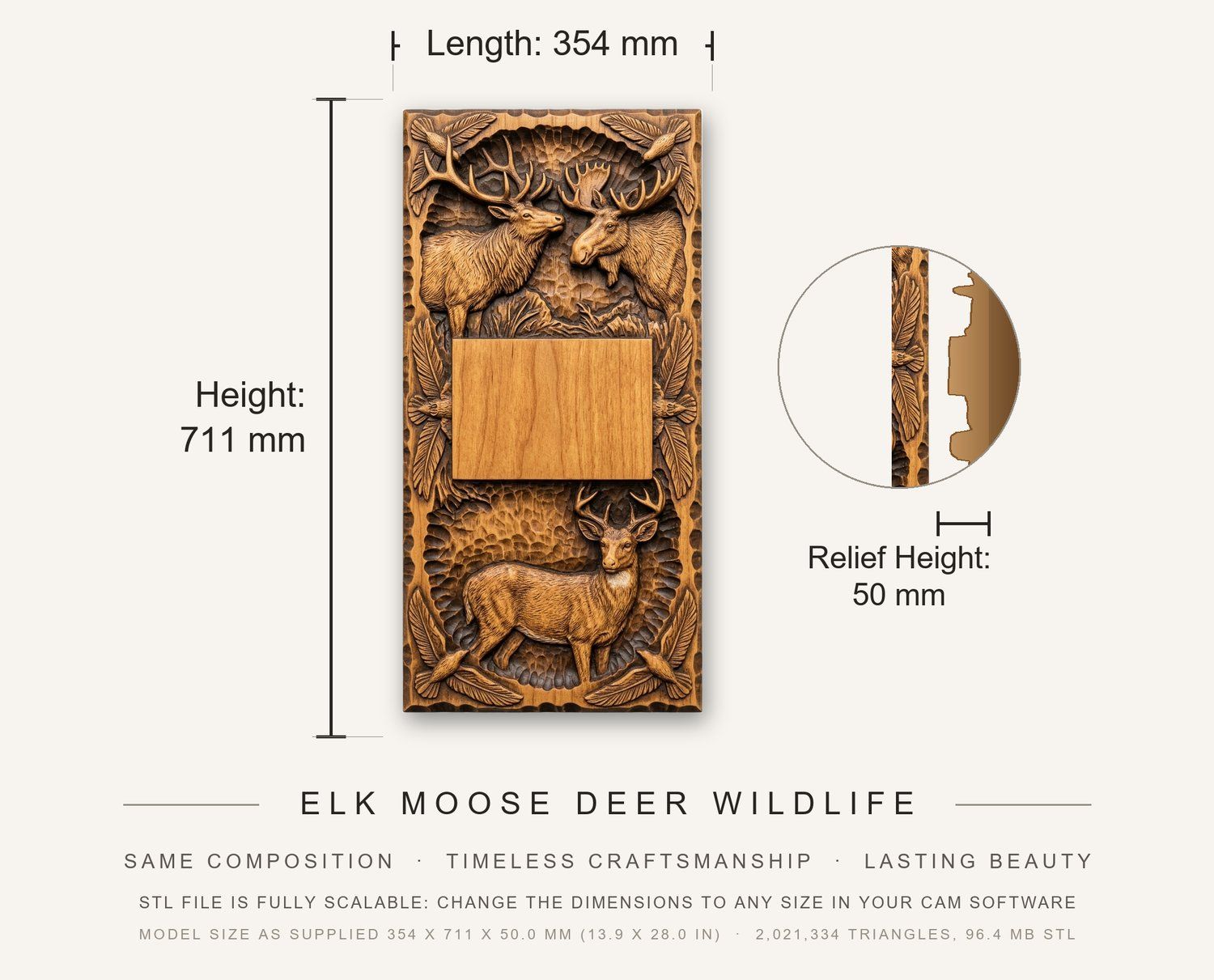 Doorbell plate Elk Moose Deer Wildlife CNC Relief STL bas-relief STL — view 3