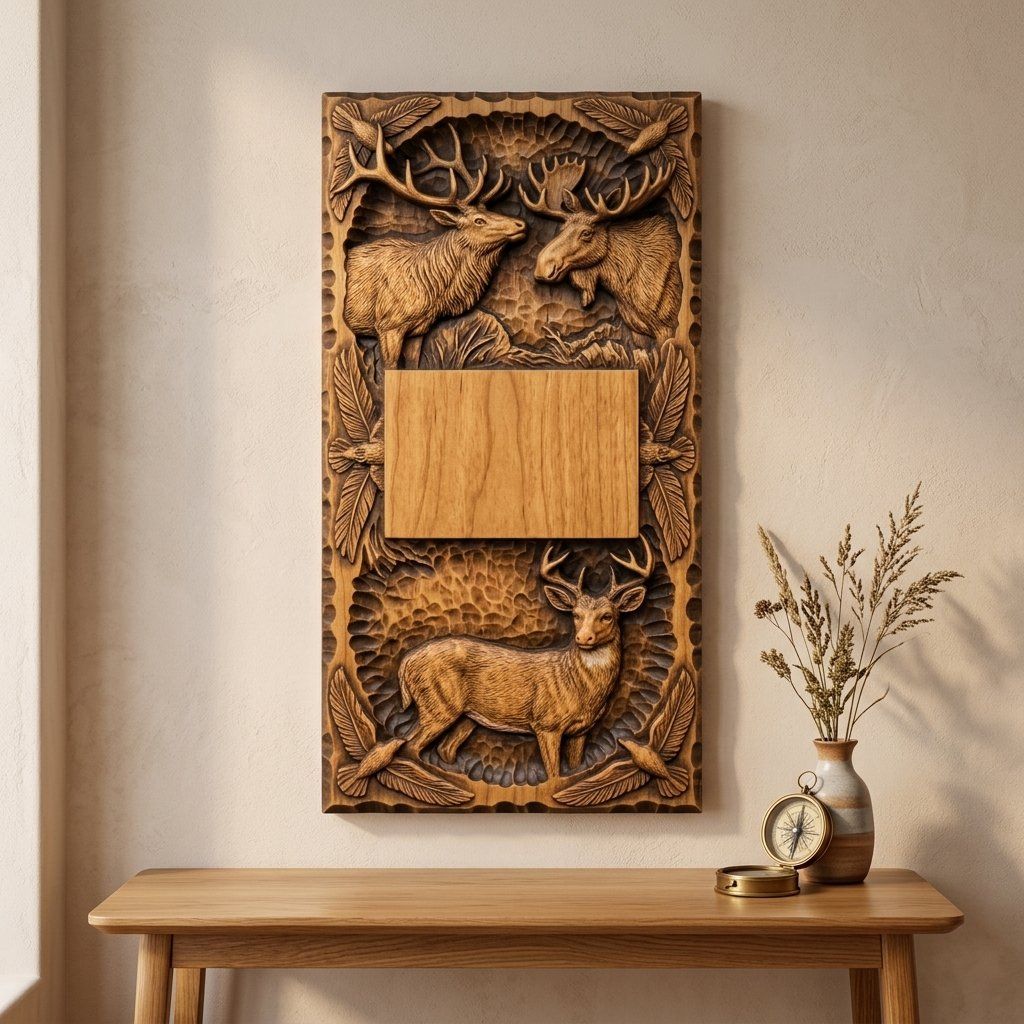 Doorbell plate Elk Moose Deer Wildlife CNC Relief STL bas-relief STL — view 15