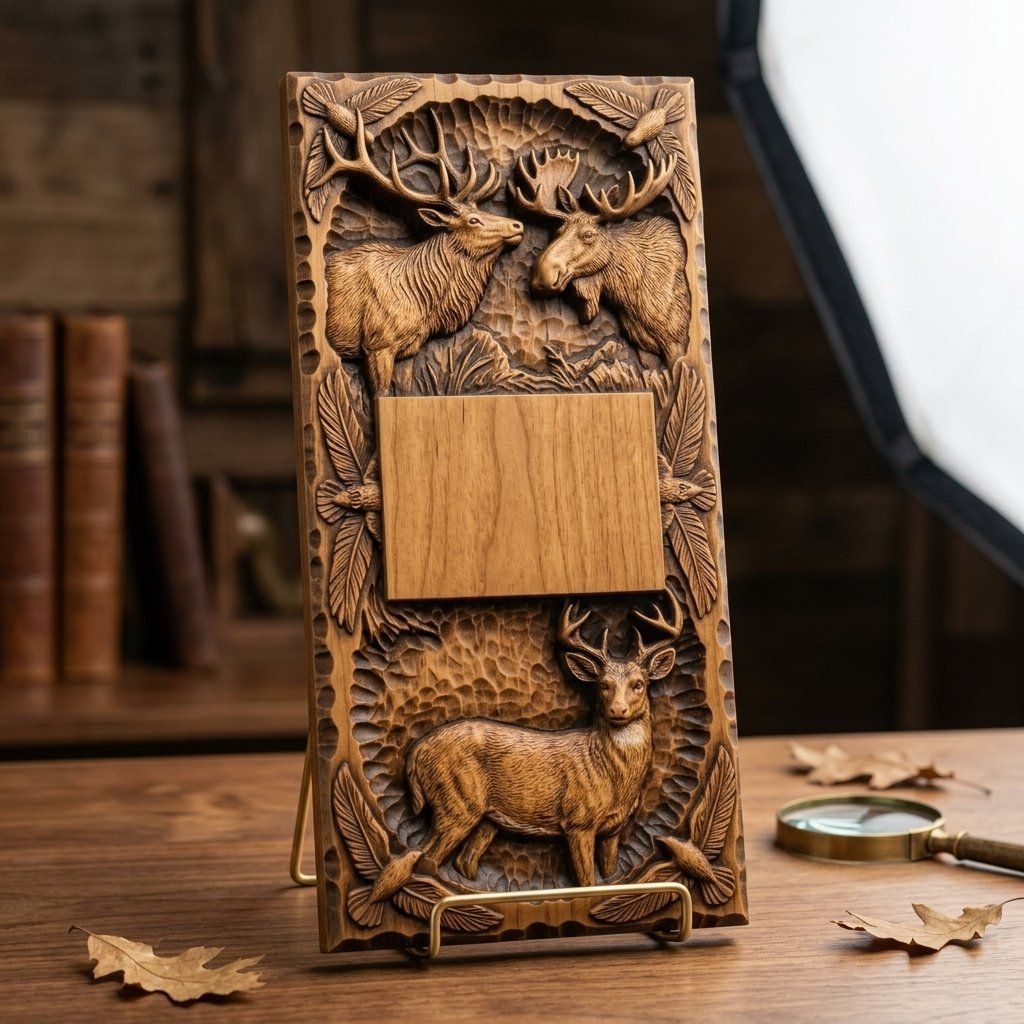 Doorbell plate Elk Moose Deer Wildlife CNC Relief STL bas-relief STL — view 4