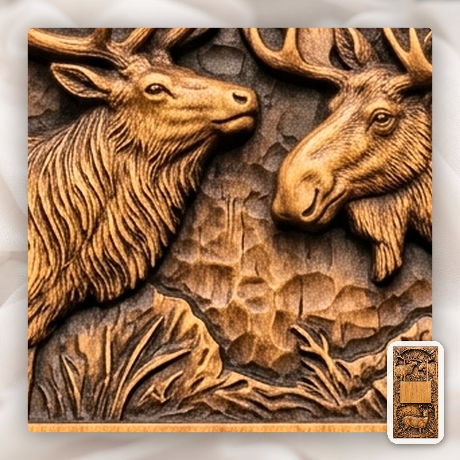 Doorbell plate Elk Moose Deer Wildlife CNC Relief STL bas-relief STL — view 12
