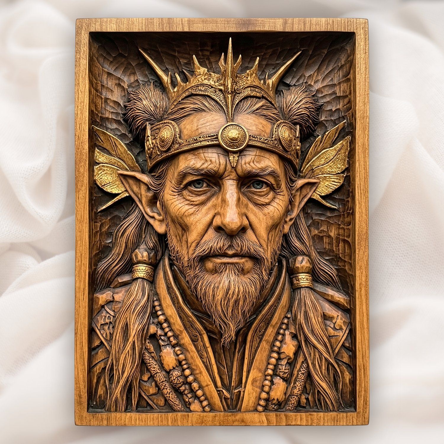 Elven King Fantasy Portrait CNC Relief STL bas-relief STL design