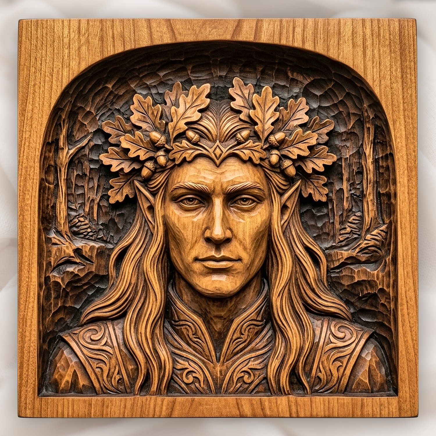 Elven King Oak Crown CNC Relief STL bas-relief STL design