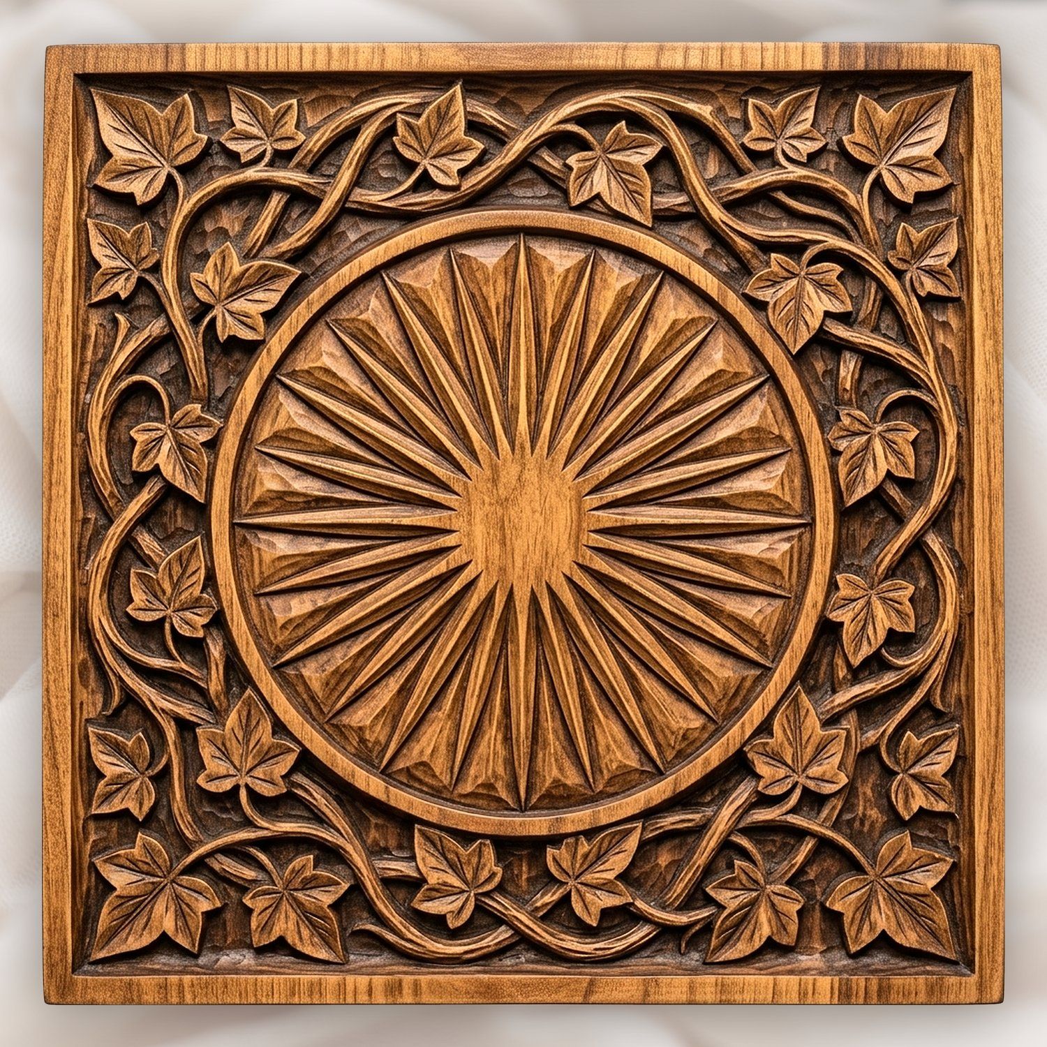 Elven Sun Shield Ivy Vines CNC Relief STL bas-relief STL design