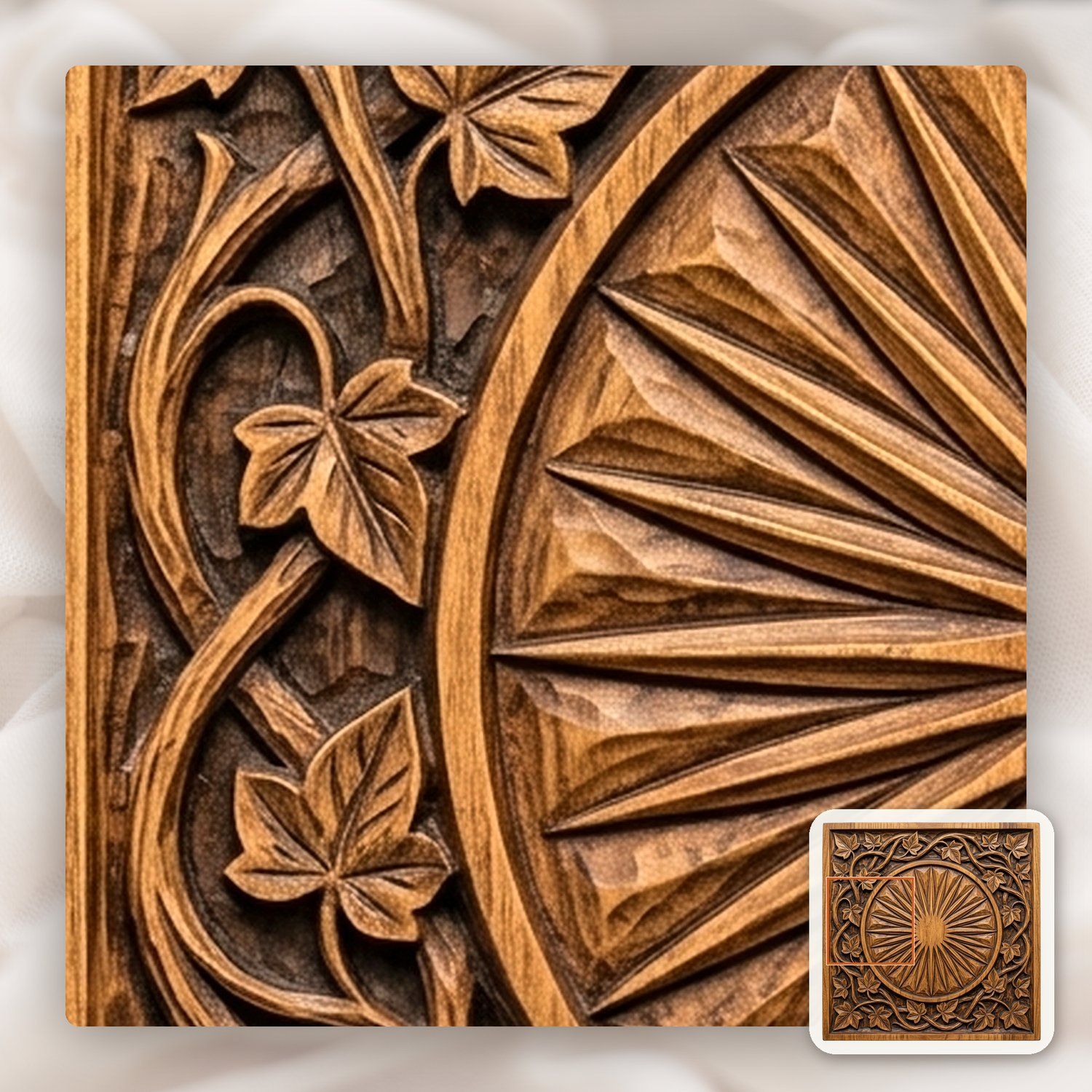 Elven Sun Shield Ivy Vines CNC Relief STL bas-relief STL — view 12