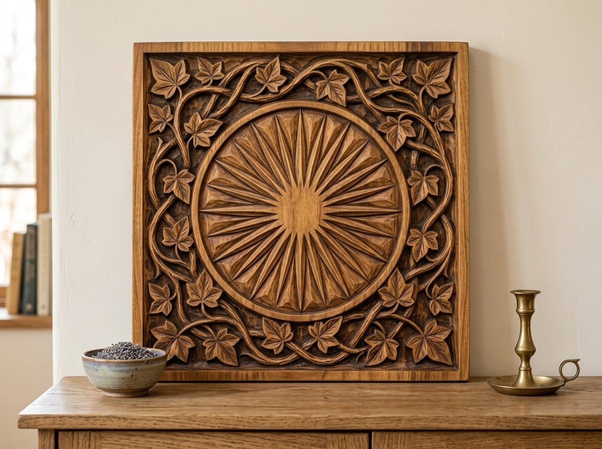 Elven Sun Shield Ivy Vines CNC Relief STL bas-relief STL — view 13