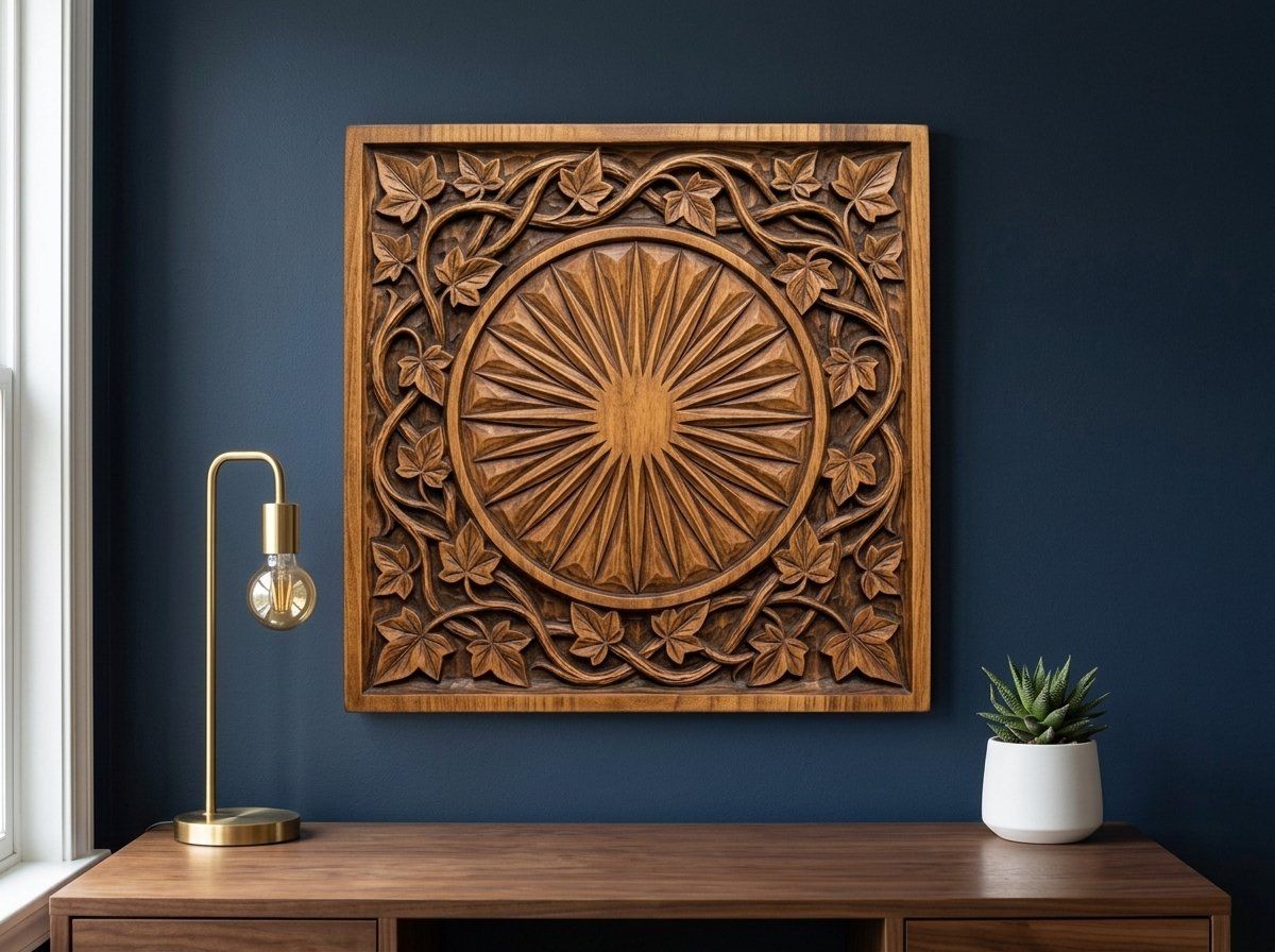 Elven Sun Shield Ivy Vines CNC Relief STL bas-relief STL — view 14