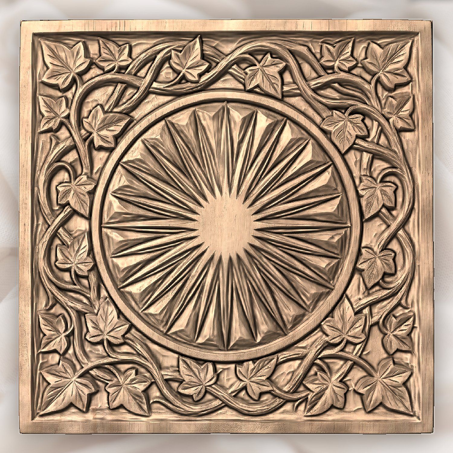 Elven Sun Shield Ivy Vines CNC Relief STL bas-relief STL — view 5